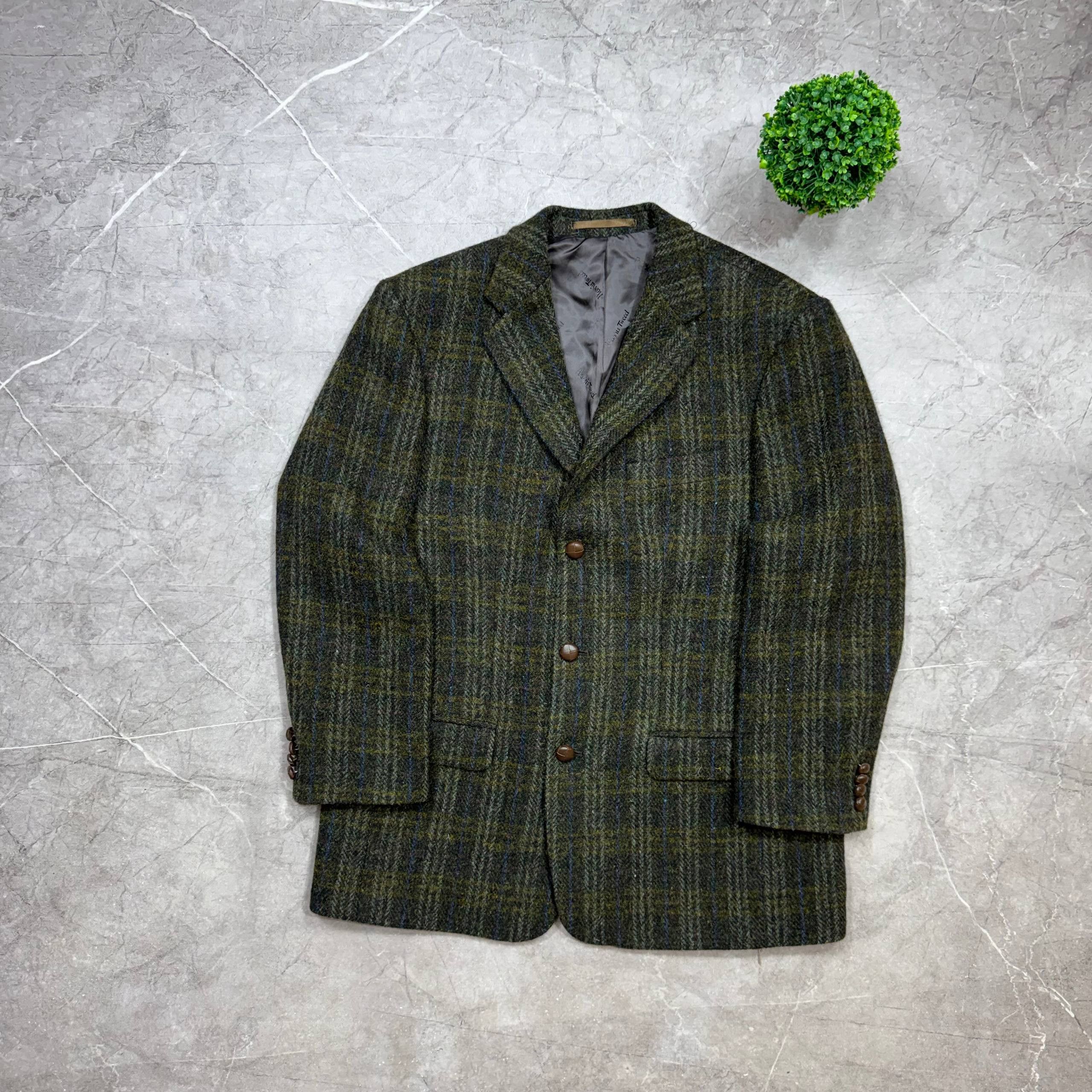 Harris Tweed Harris Tweed Blazer Handwoven 80s Scottish Wool Herringbone Size US S / EU 44-46 / 1 - 1 Thumbnail