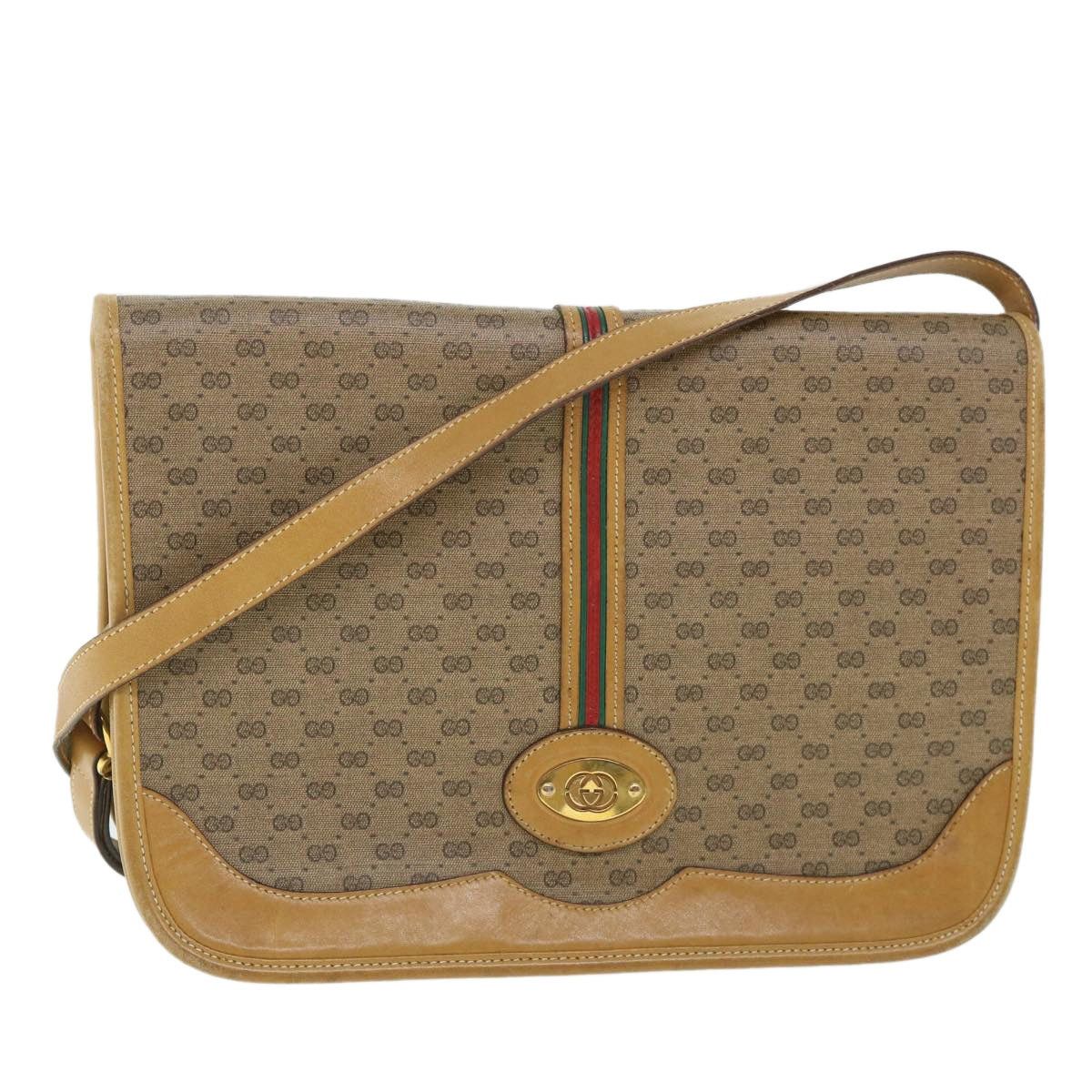 Gucci GUCCI Micro GG Canvas Web Sherry Line Shoulder Bag Beige Size ONE SIZE - 1 Thumbnail