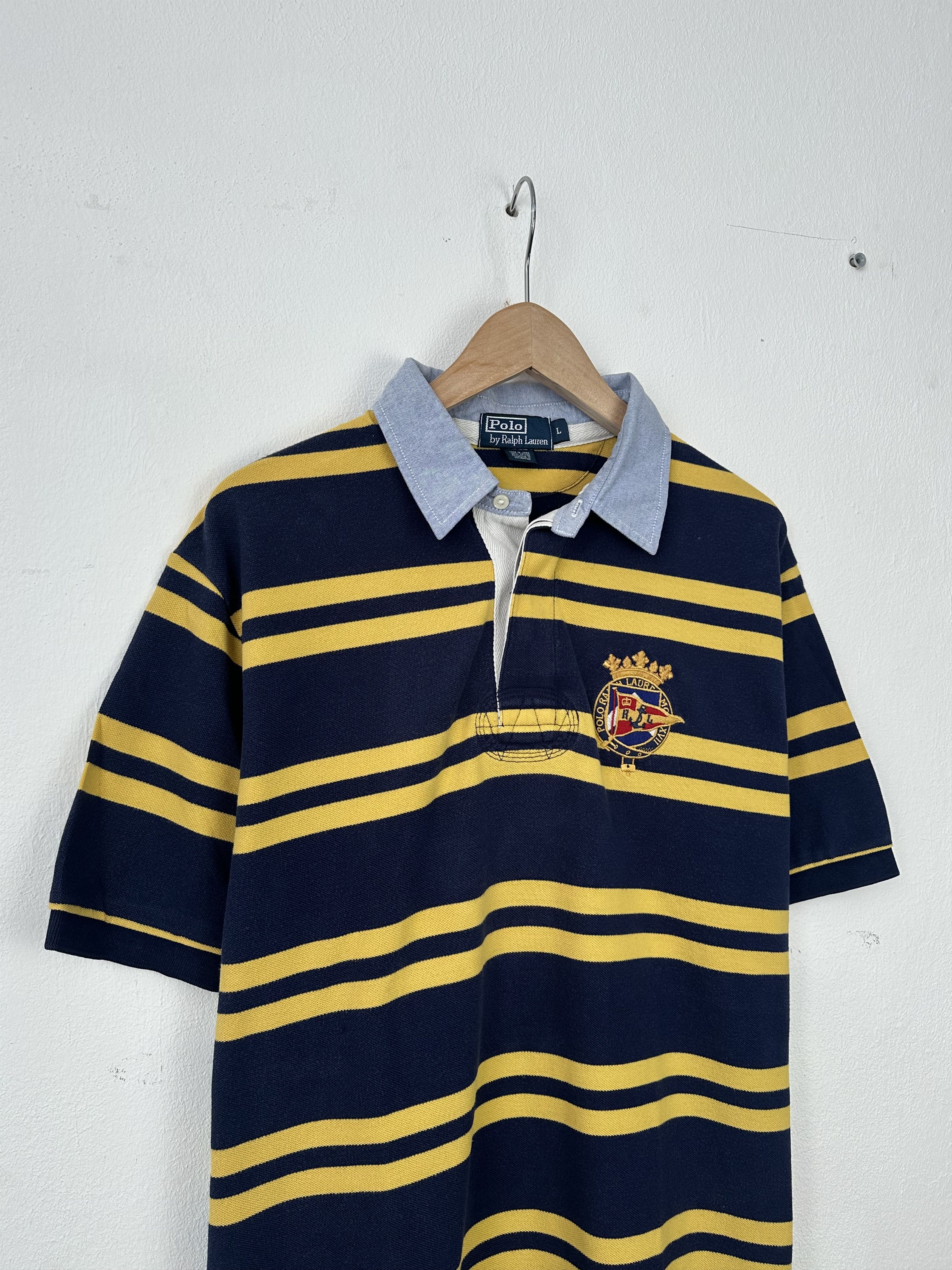 Polo Ralph Lauren × Ralph Lauren × Vintage Polo ralph lauren striped t-shirt polo rubgy 5 back print Size US L / EU 52-54 / 3 - 3 Thumbnail