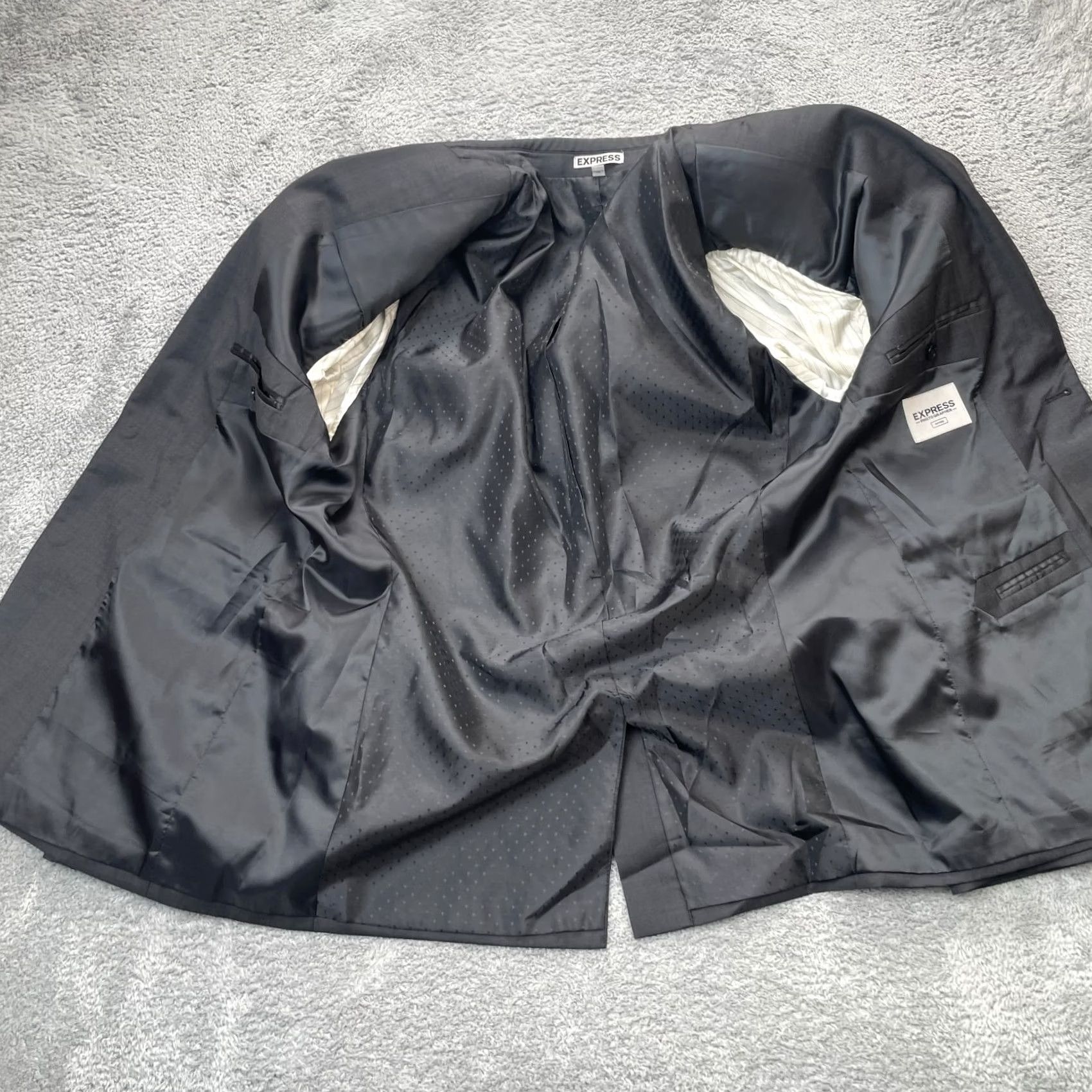 Express Express Mens Large Gray Blazer Coat Fitted Business Formal Size 42R - 3 Thumbnail