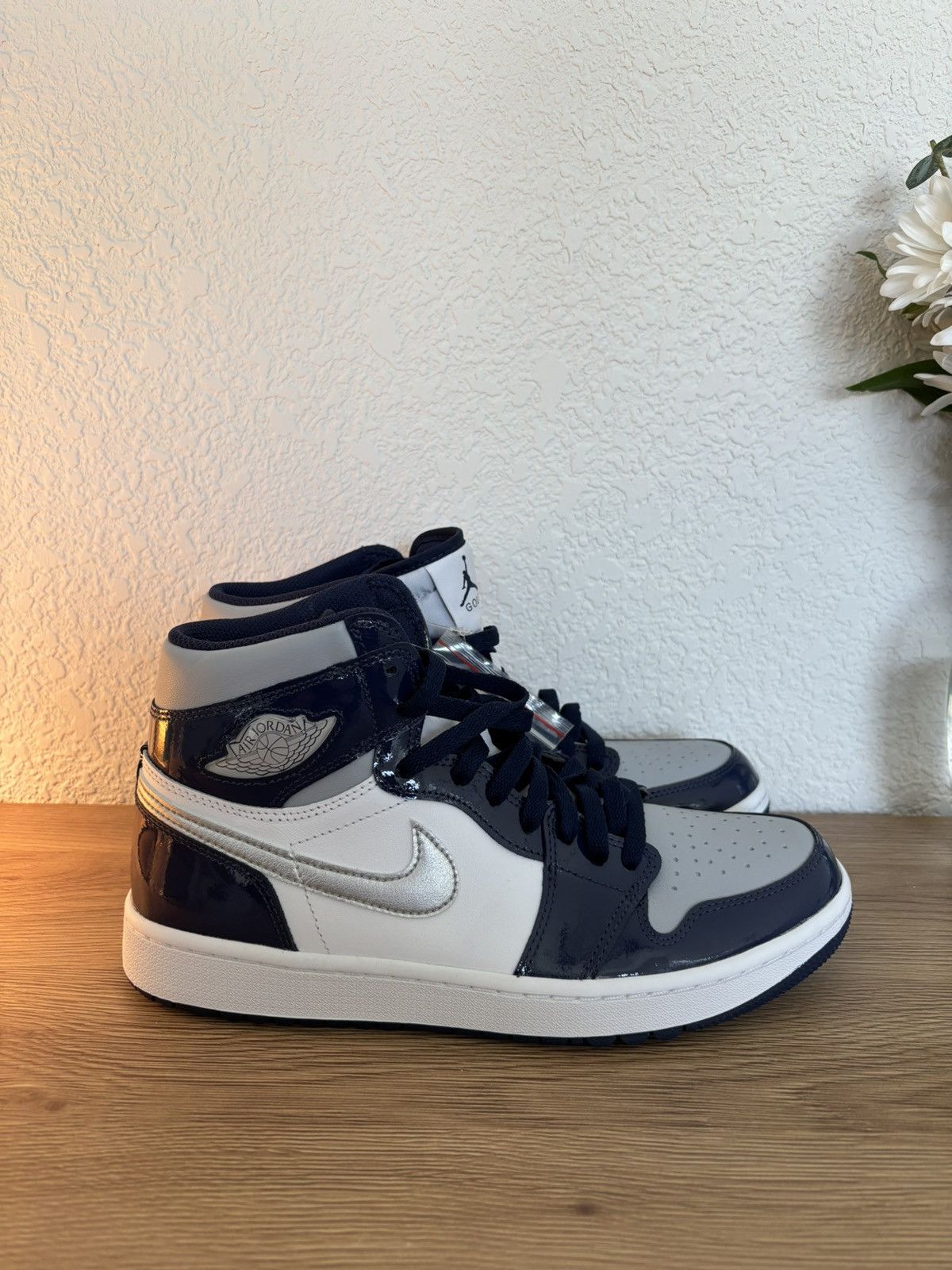 Jordan Brand Nike Air Jordan 1 High Top Golf Shoes Navy White Leather Size US 9 / EU 42 - 2 Thumbnail