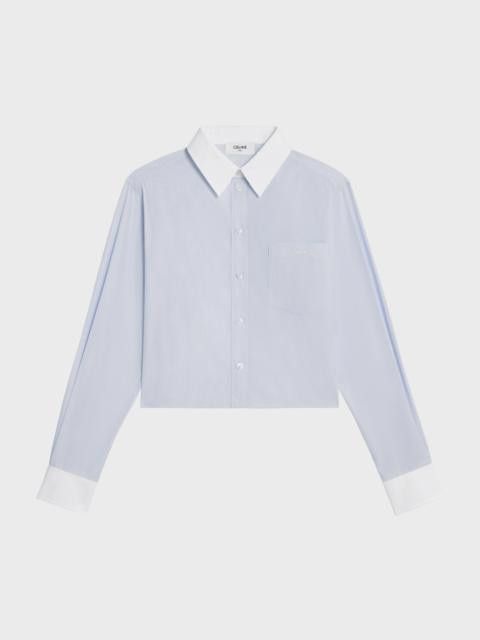 Celine cropped shirt in striped cotton poplin Size S / US 4 / IT 40 - 1 Preview