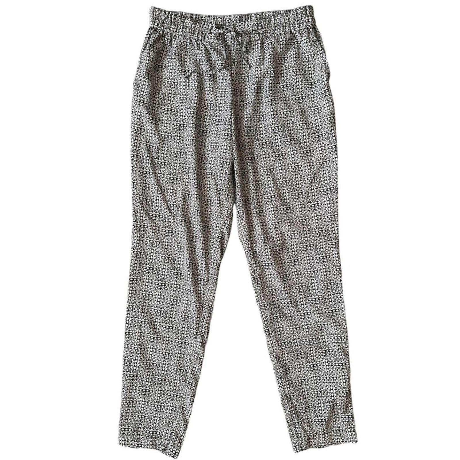 Liz Claiborne Liz Clairborne Black White Geometric Print Pants, S Size 30" / US 8 / IT 44 - 2 Thumbnail