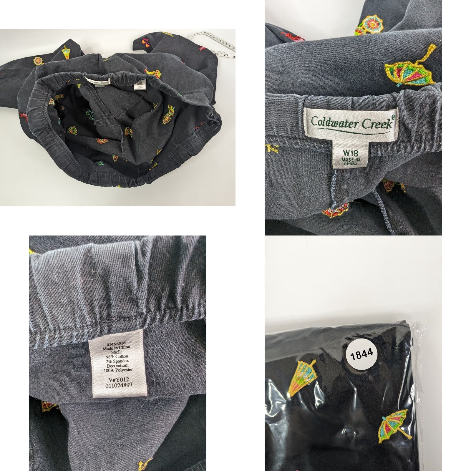 Coldwater Creek Coldwater Creek Pants Women 18 Black Cotton Solid Embroidered Zipper Beach Ankle Size 40" / US 18 - 9 Thumbnail