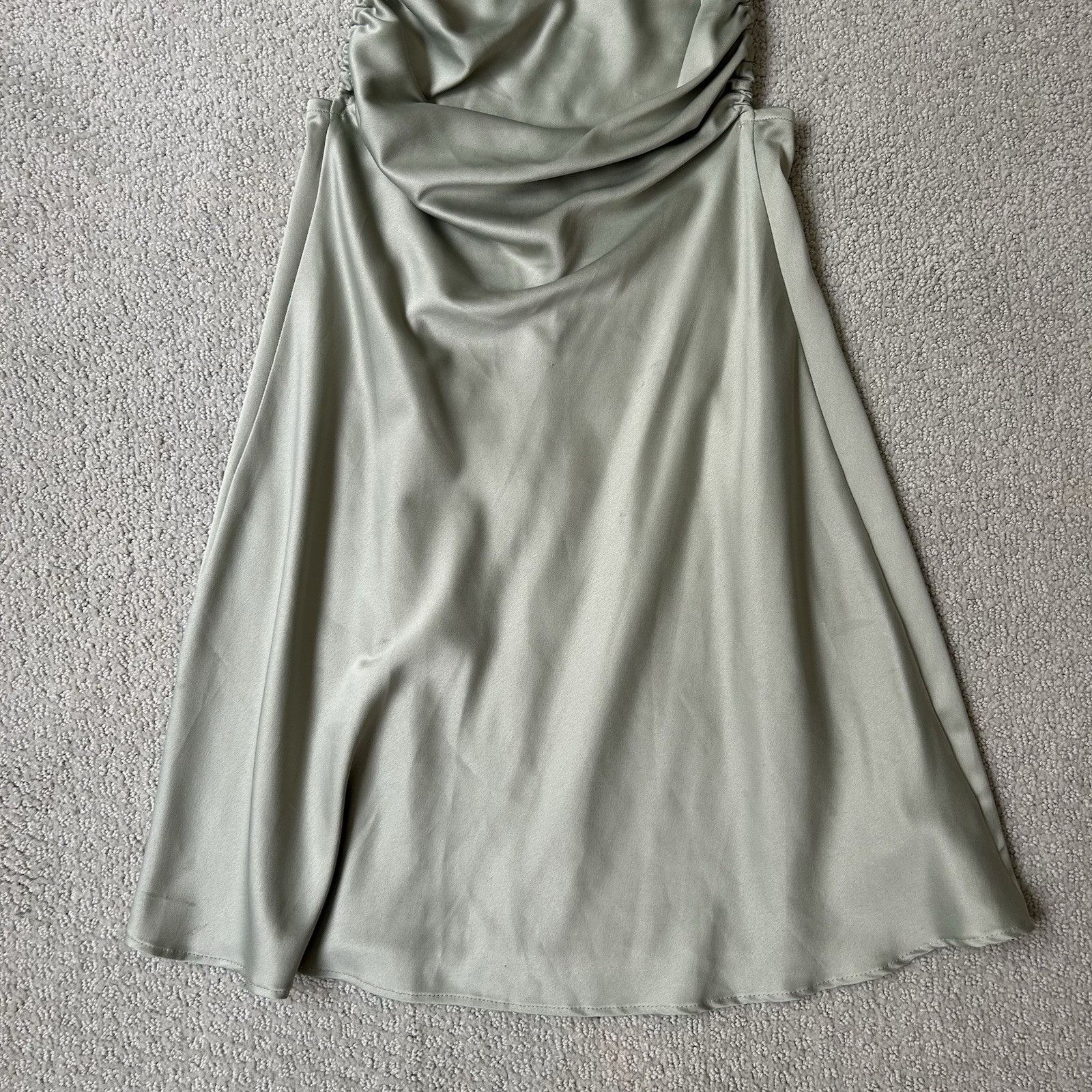 WeWoreWhat Danielle Bernstein Revolve Womens Green Satin Ruched Slip Mi Size XS / US 0-2 / IT 36-38 - 3 Thumbnail