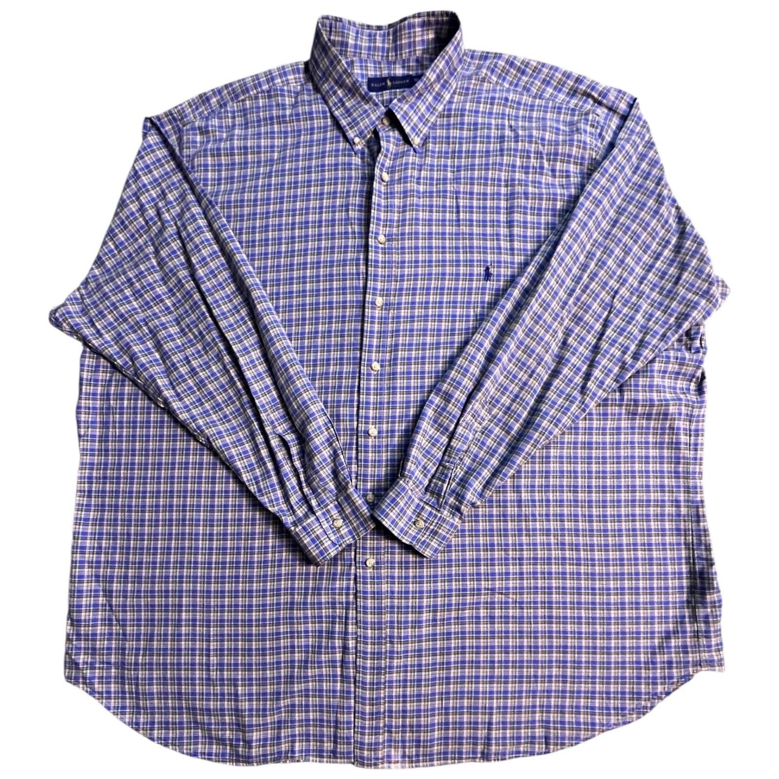 Ralph Lauren Ralph Lauren Shirt 4XLT Blue Plaid Button Up Long Sleeve Size US XXL / EU 58 / 5 - 1 Thumbnail