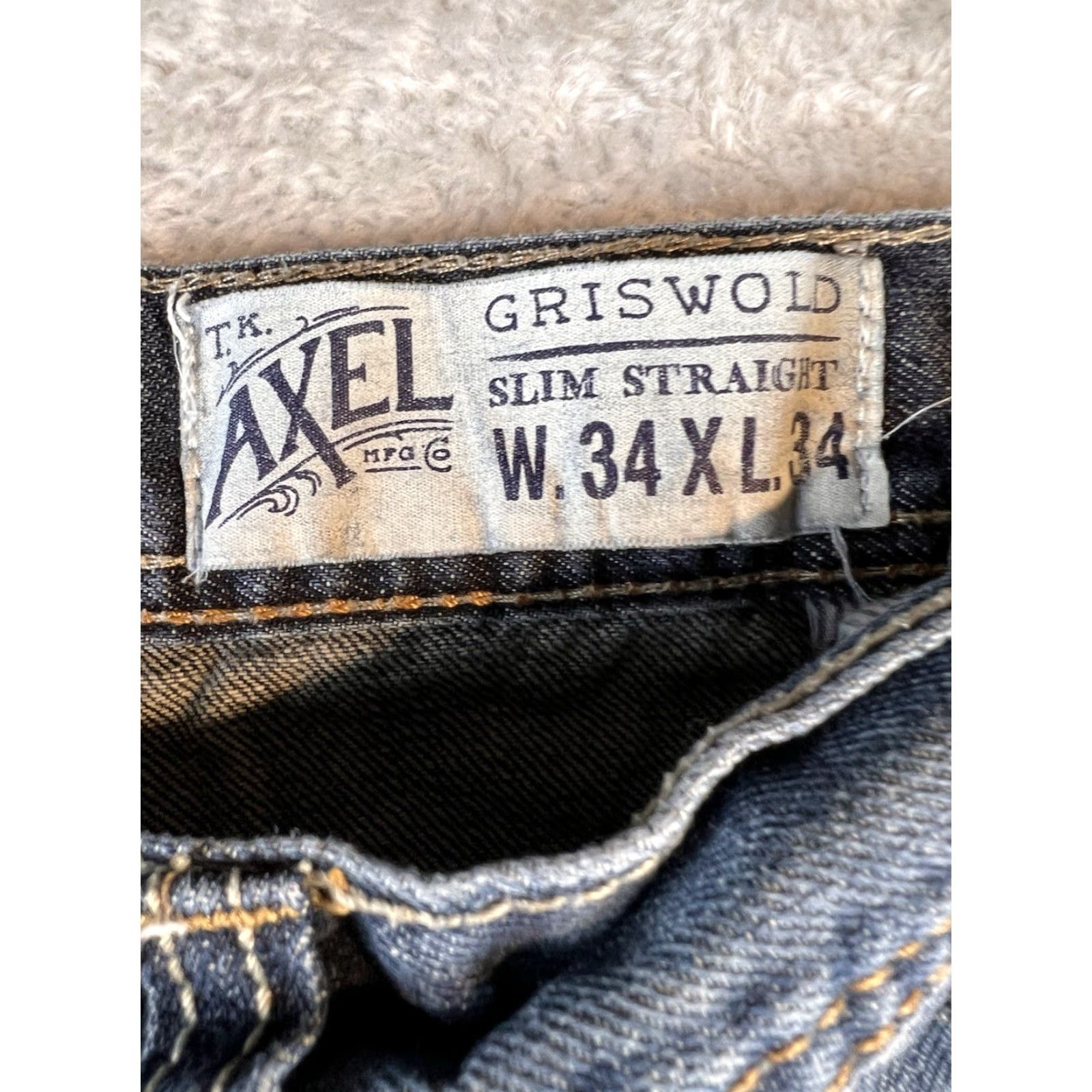 Vintage TK Axel Jeans Jeans Men 34x34 Blue Med Wash Denim Slim Straight Cowboy Athletic Stretch Pocket Comfort Regular Rise Mid Vintage No Size US 34 / EU 50 - 6 Thumbnail