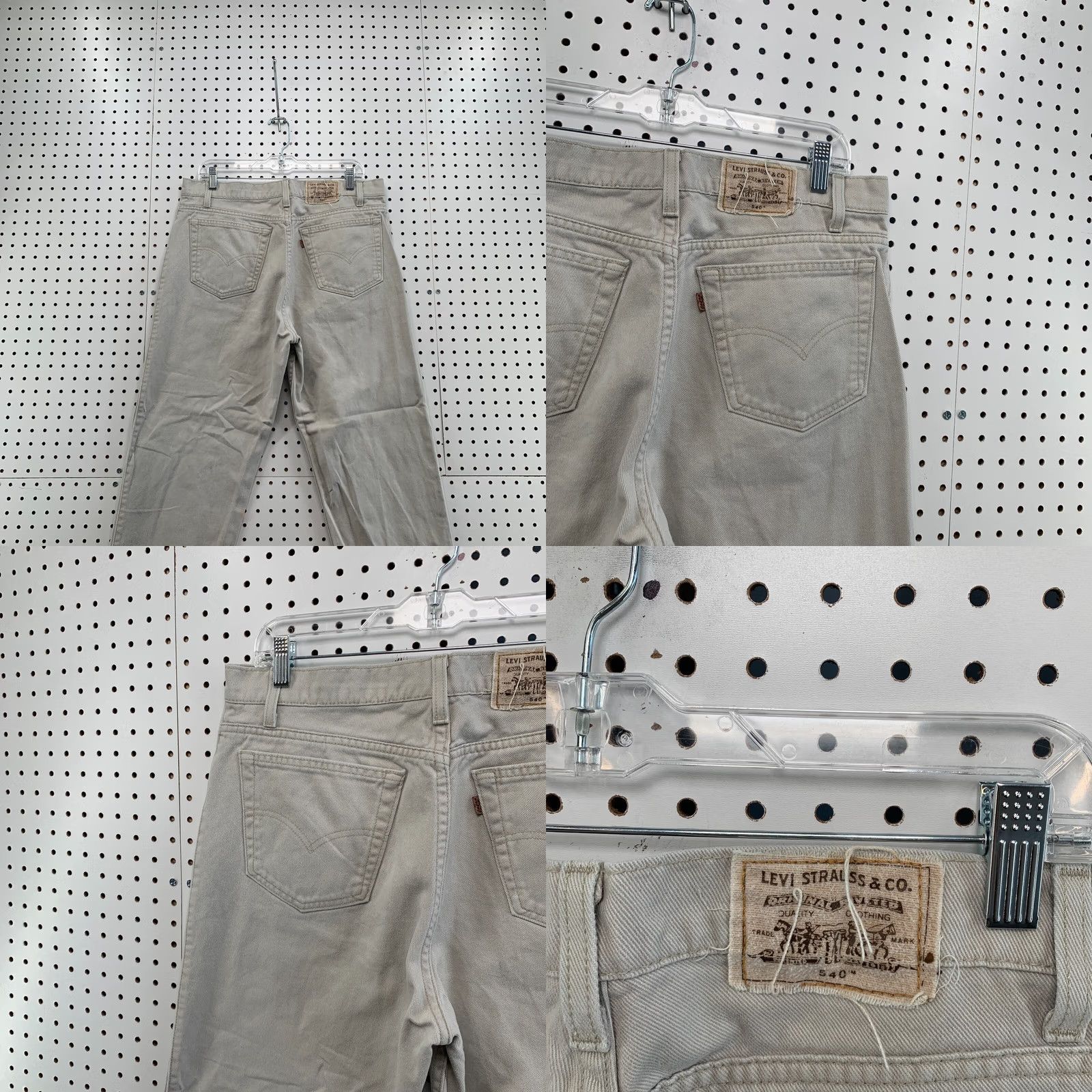 Levi's VINTAGE Levis 540 Jeans Mens 36x29 Fits 34x27 Beige Denim Relaxed Made USA 90s Size US 36 / EU 52 - 9 Thumbnail