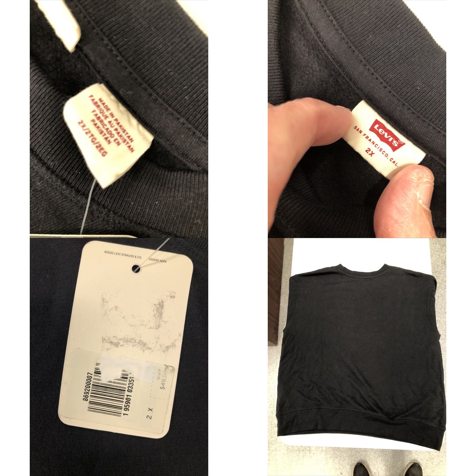Levi's Levi's Womens 2X Logo Crew Neck Sweatshirt Pullover Solid Black Size XXL / US 16-18 / IT 52-54 - 8 Thumbnail