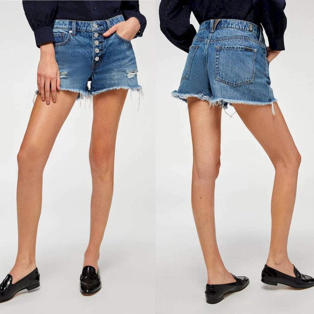 7 For All Mankind NWT New $148 7 For All Mankind Monroe Cut-Off Exposed Butto Size 24" / US 00 / IT 34 - 1 Thumbnail