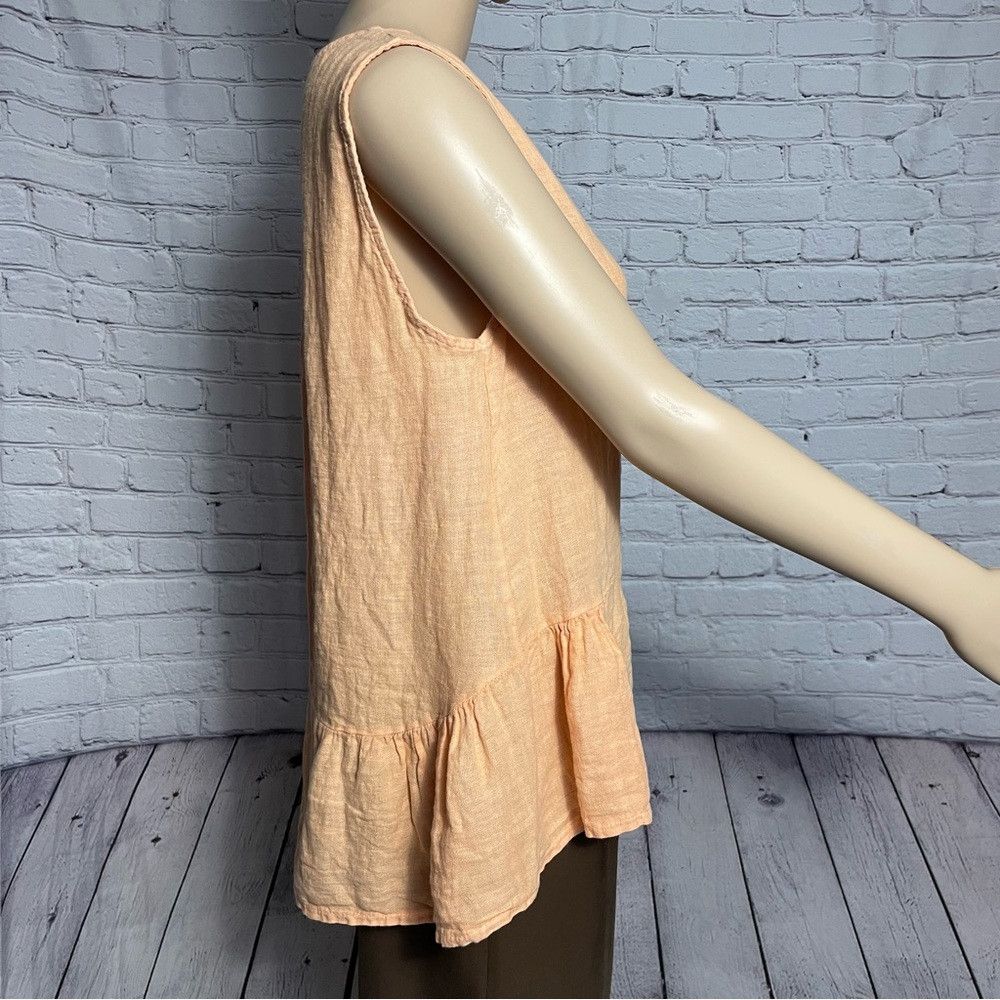 Other NWT New Francesca Bettini Orange Linen Top With Peplum Made Size M / US 6-8 / IT 42-44 - 3 Thumbnail