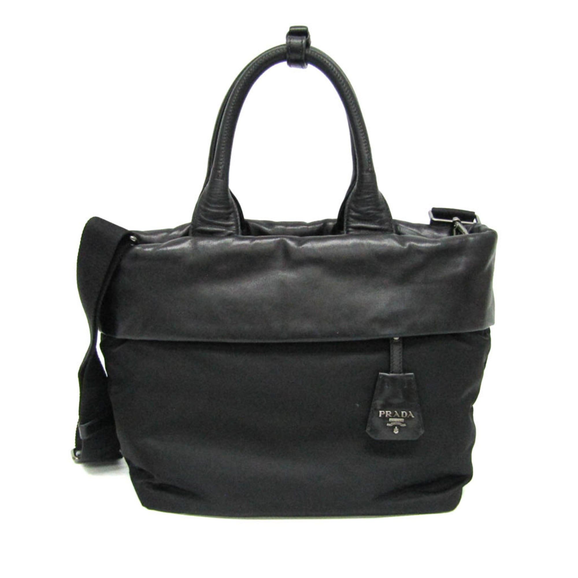 Prada Prada Convertible Double Tote Nappa Leather and Tessuto Size ONE SIZE - 1 Thumbnail