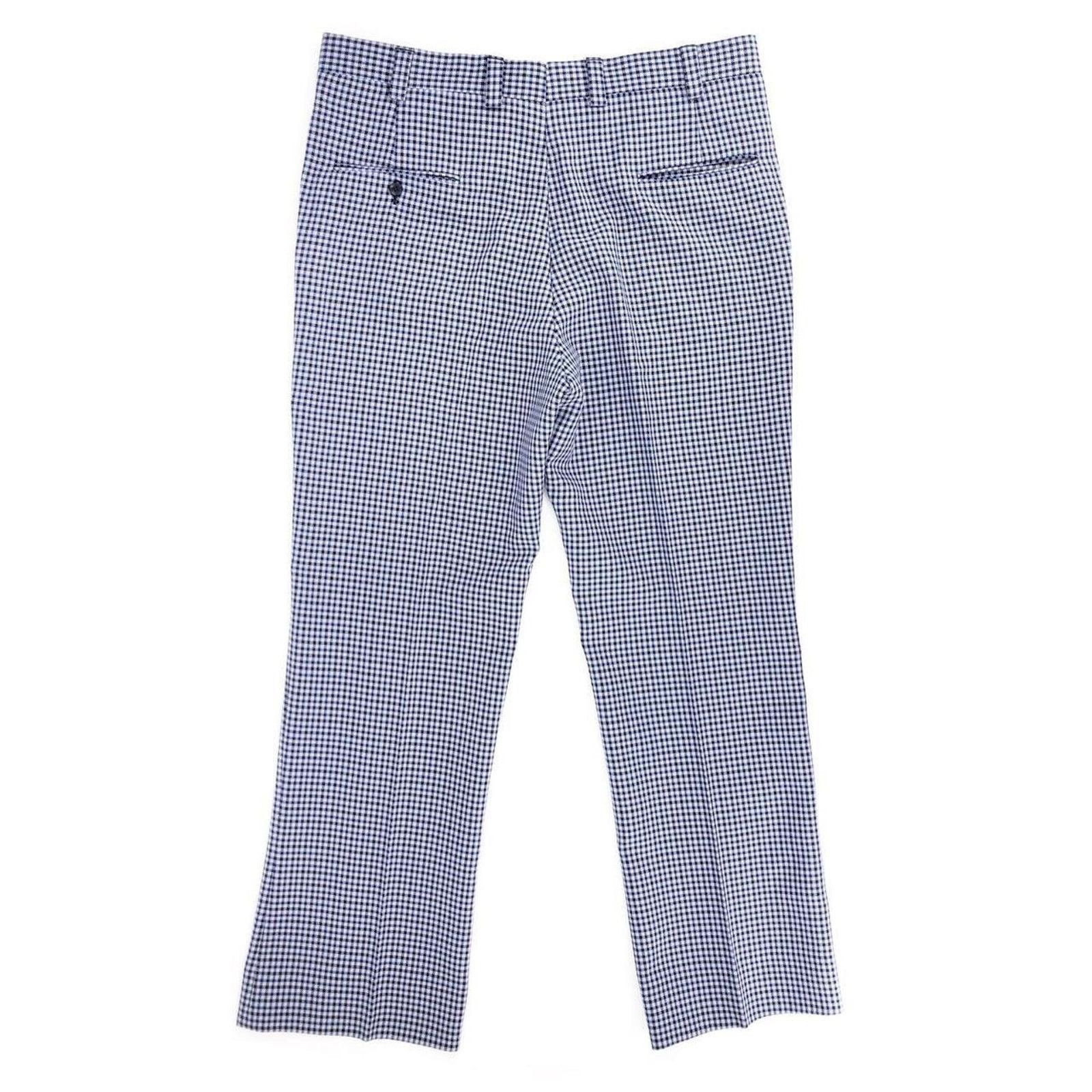 Vintage 70s blue checkered plaid flat front pants 1970s vintage Size US 37 - 2 Thumbnail