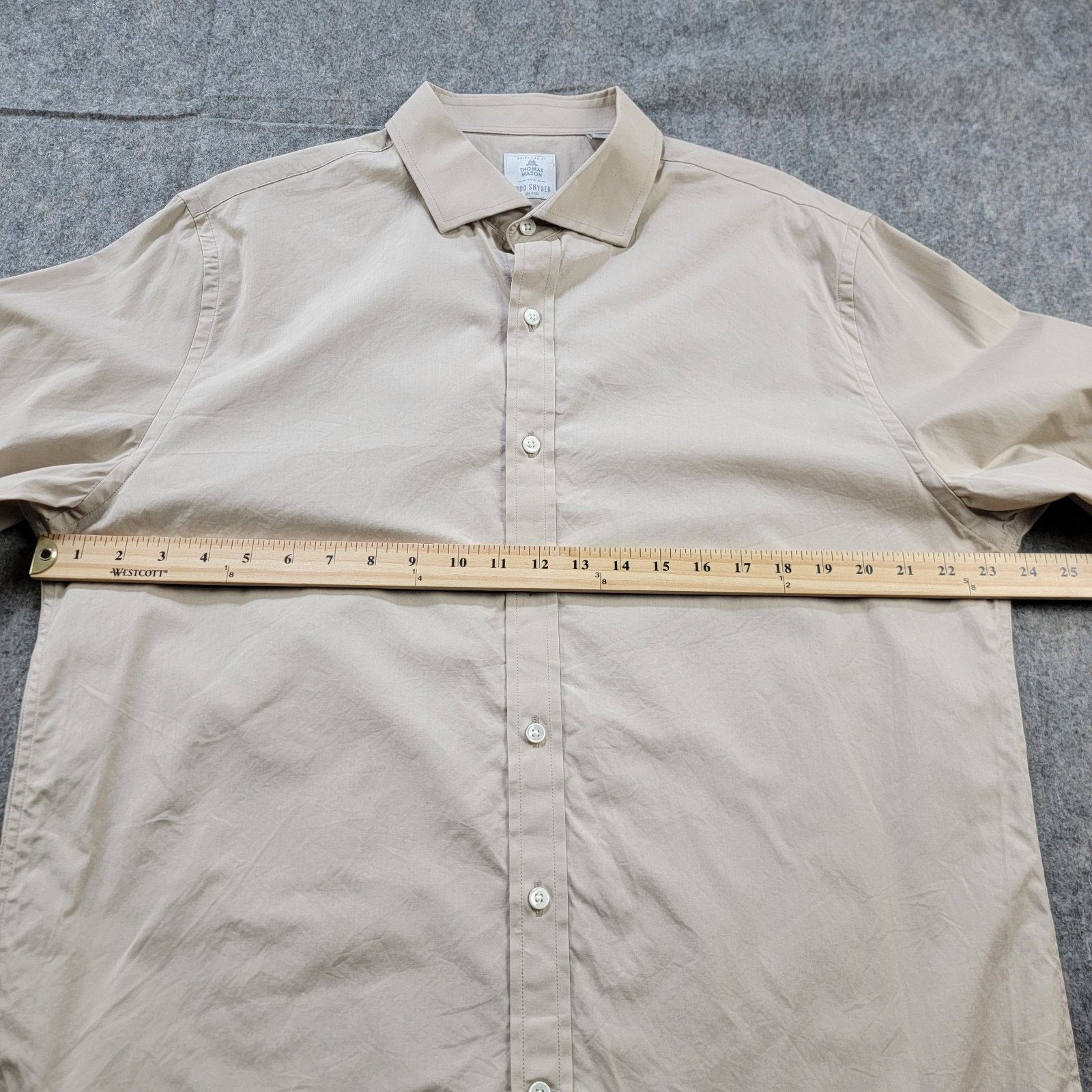 Todd Snyder Thomas Mason x Todd Snyder Button Up Dress Shirt 18.5 Cream Size US XL / EU 56 / 4 - 4 Thumbnail