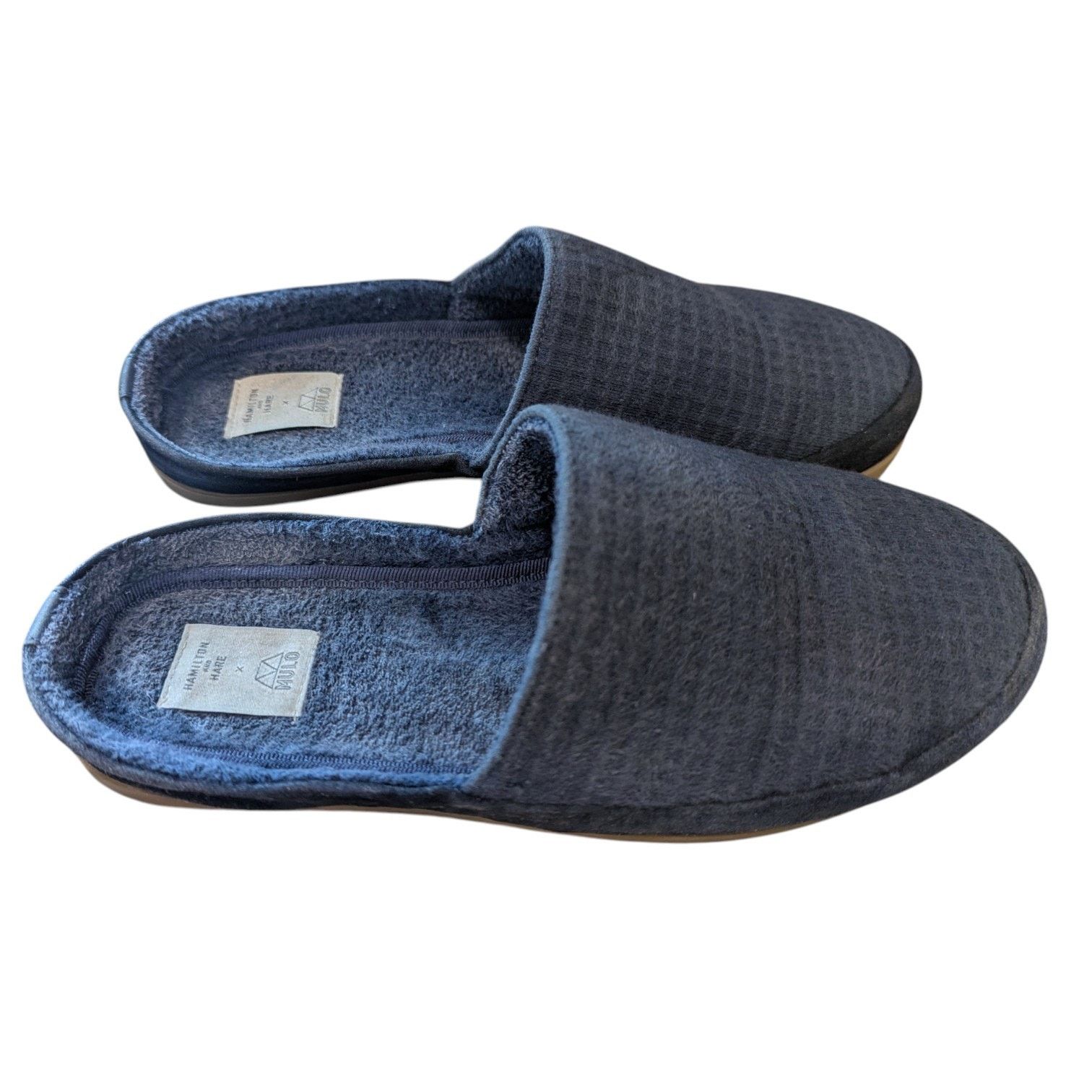 MULO Hamilton and Hare MULO Suede-Trimmed Waffle-Knit Slippers Size US 7 / EU 40 - 1 Thumbnail