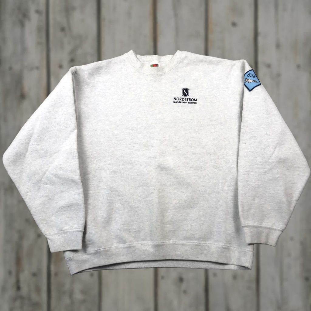 Fruit Of The Loom VINTAGE Nordstrom Sweatshirt Mens L Gray 90s Fruit of the Loom Logo Graphic Print Pullover Crew Neck Cotton Polyester Fleece Size US L / EU 52-54 / 3 - 1 Thumbnail