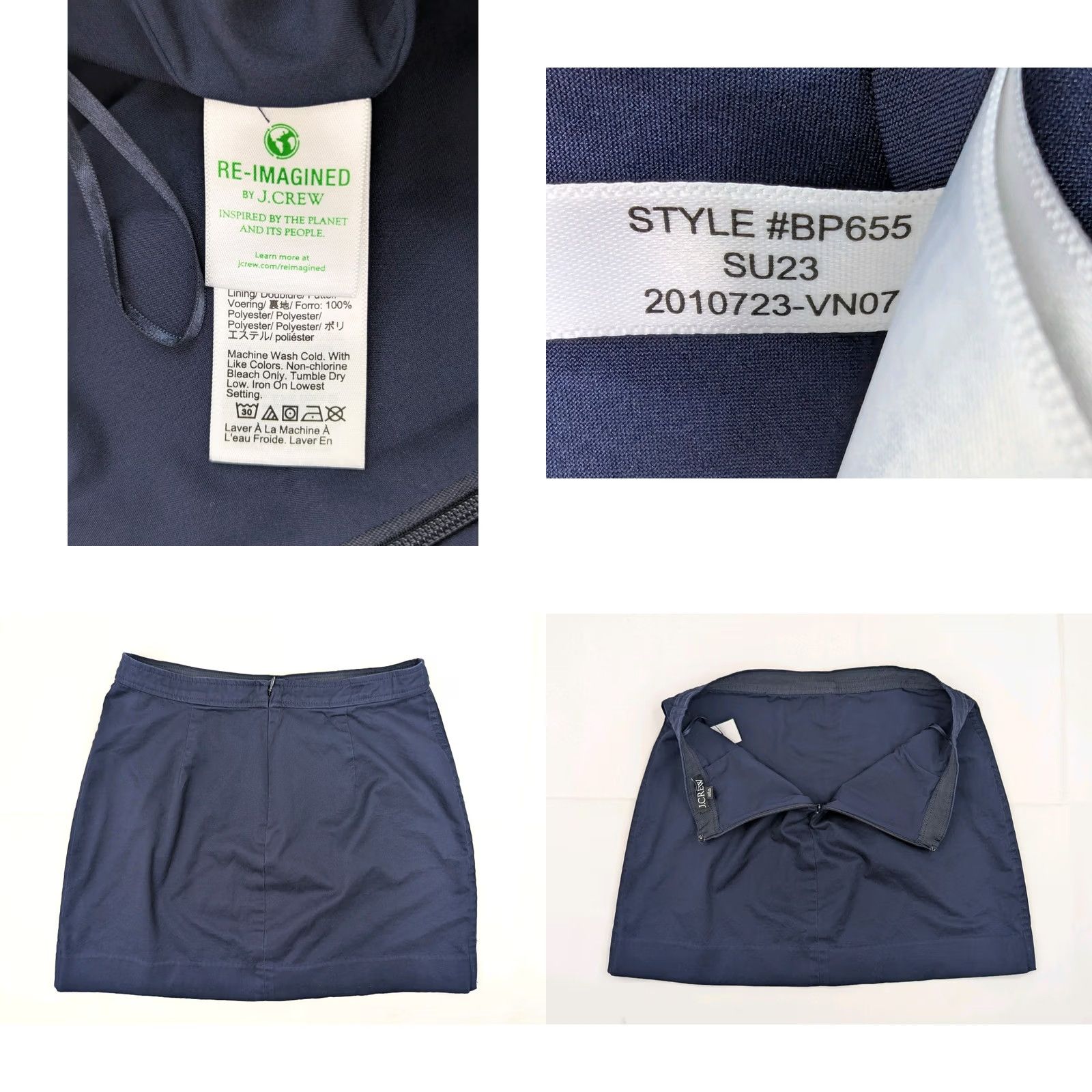 J.Crew J.CREW Skirt Women 4 Mini Twill Navy Blue Zip Back Cotton Blend Short Seams Vintage: No | Solid Blue Pattern | 29x16, 29 waist x 16 inseam Size 27" / US 4 / IT 40 - 8 Thumbnail