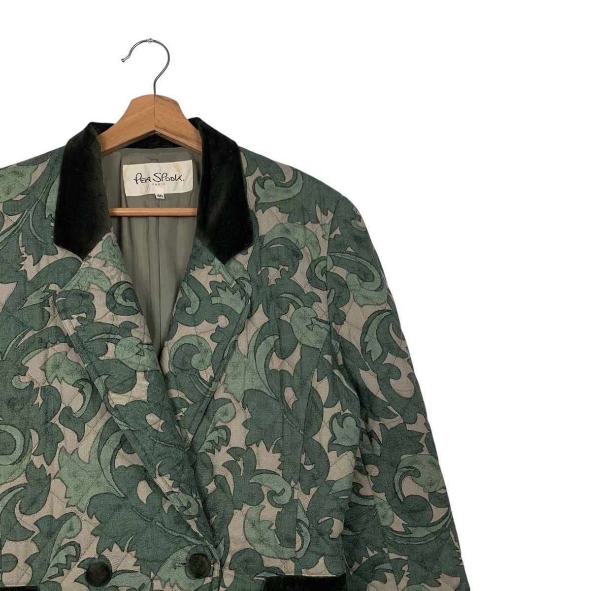 Japanese Brand Vintage PER SPOOK Paris Leaf Print Quilted Jacket #2574-C116 Size S / US 4 / IT 40 - 5 Thumbnail
