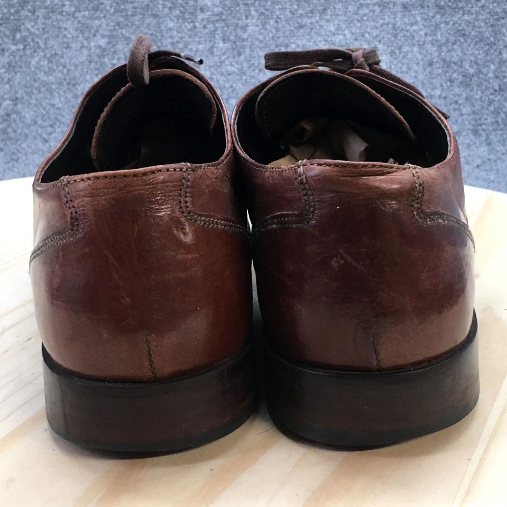Vintage Bachrach Shoes Mens 10.5 Square Toe Oxford Casual Brown Leather Lace Up Low Top Size US M / EU 48-50 / 2 - 7 Thumbnail