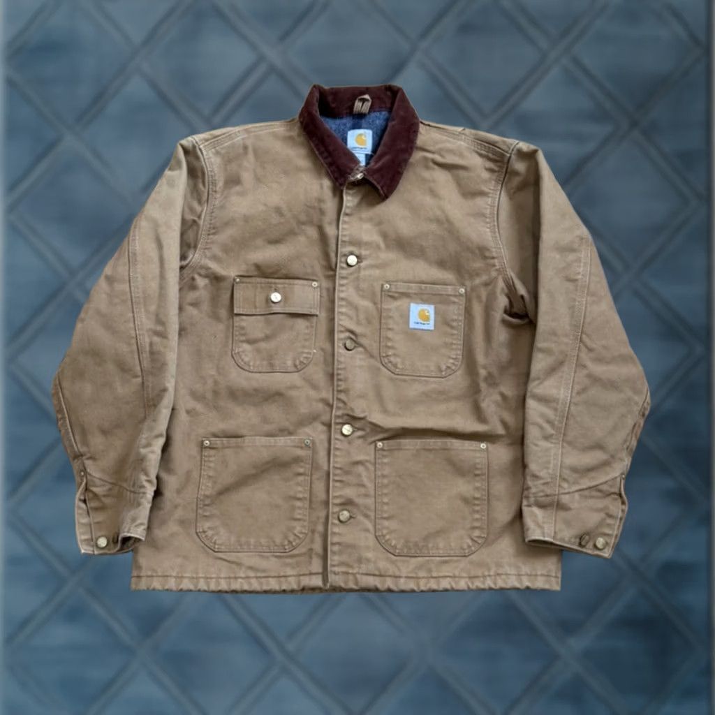 Carhartt Carhartt C001 BRN Blanket Lined Coat Jacket Mens Size L Brown Cotton Embroidered Button Winter Work Lined 30” Length 26” Pit to Pit Regular Mens Size US L / EU 52-54 / 3 - 1 Thumbnail