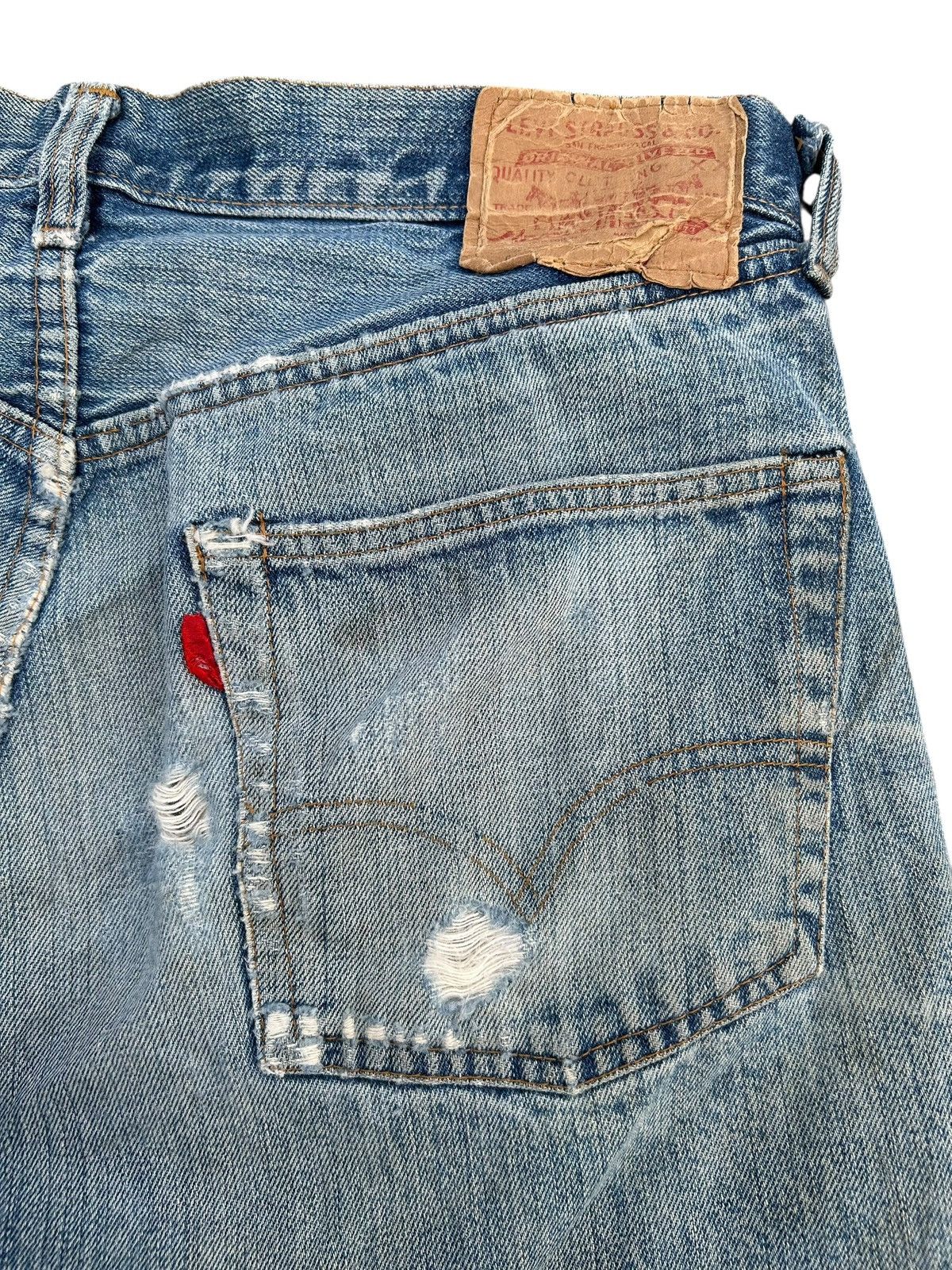 Levi's Thrashed 70s-80s Vintage Levis 6 Selvedge Short Denim jeans Size US 33 - 14 Thumbnail