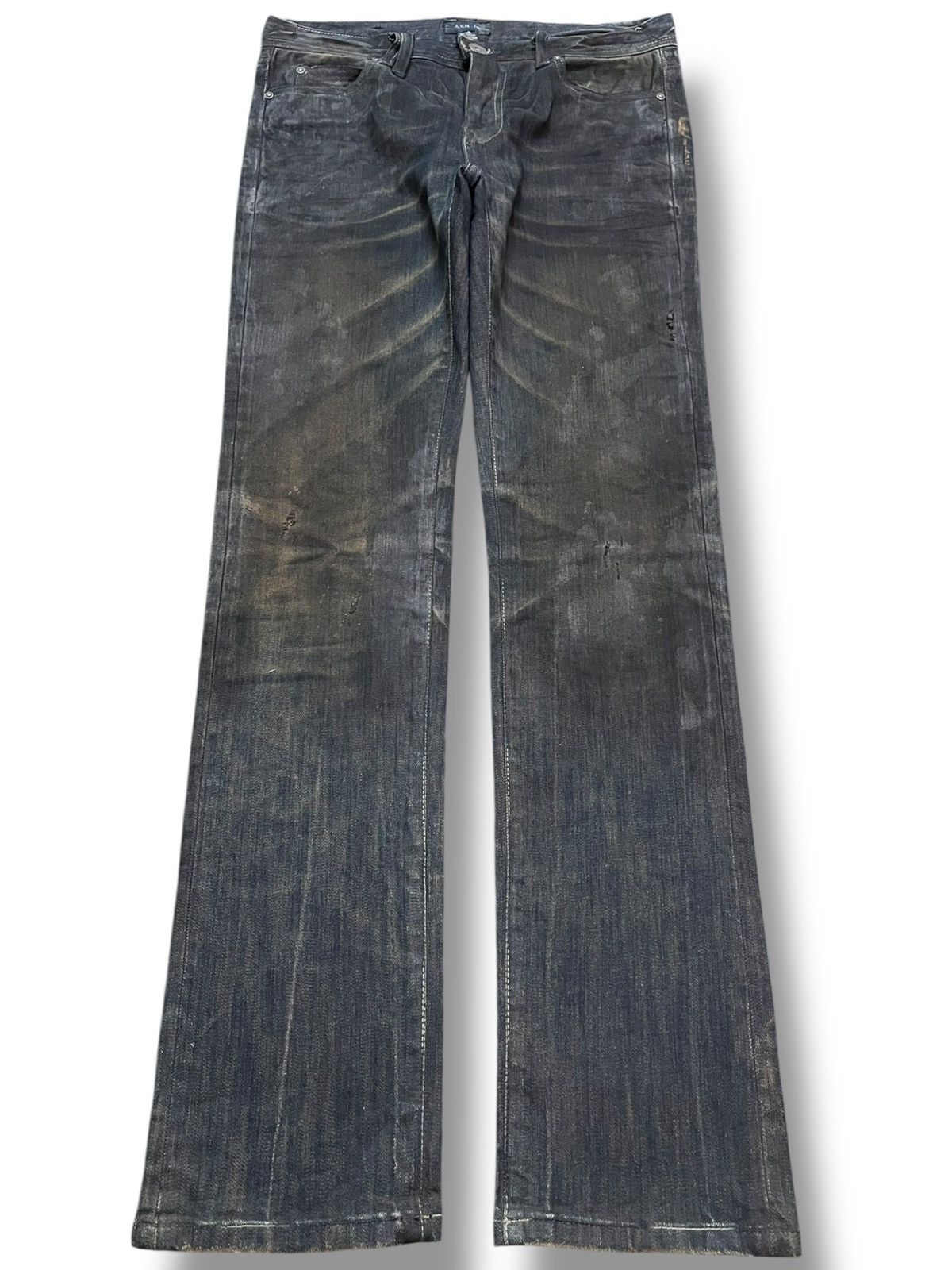 Japanese Brand Vintage A.V.H 1st Mudwash Waxed Hard Cotton Denim Size US 32 / EU 48 - 1 Thumbnail