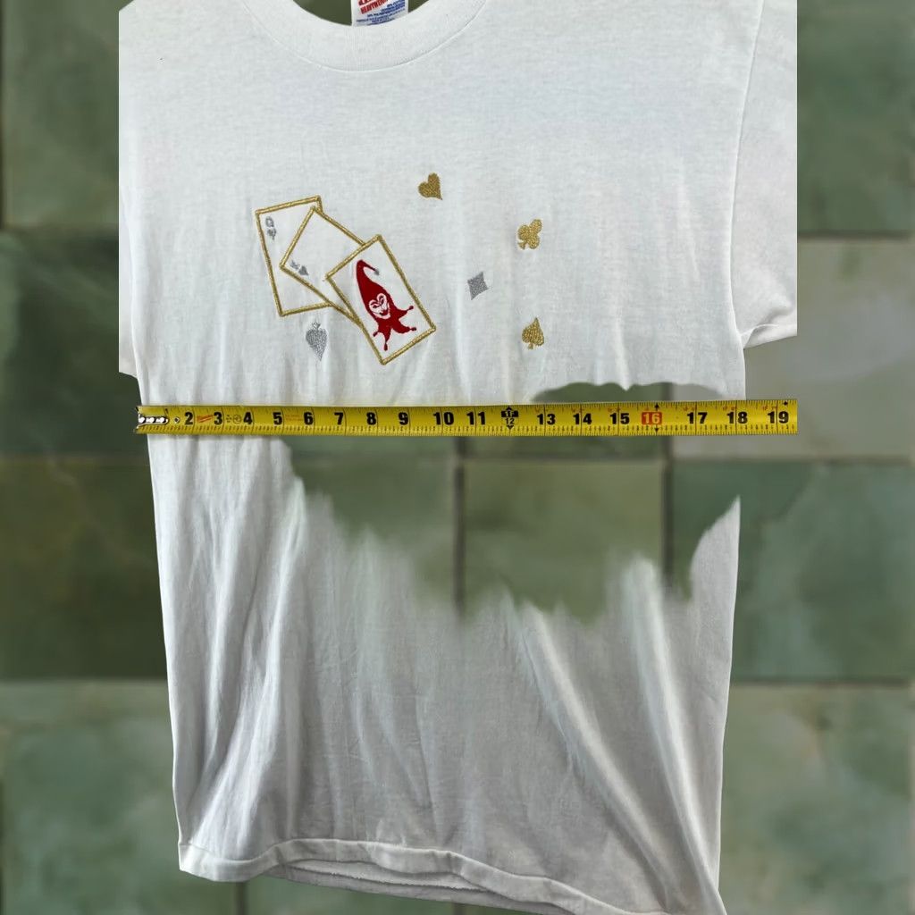 Hanes VINTAGE Hanes Poker TShirt Mens M White USA MADE Embroidered 90s Size US M / EU 48-50 / 2 - 1 Thumbnail