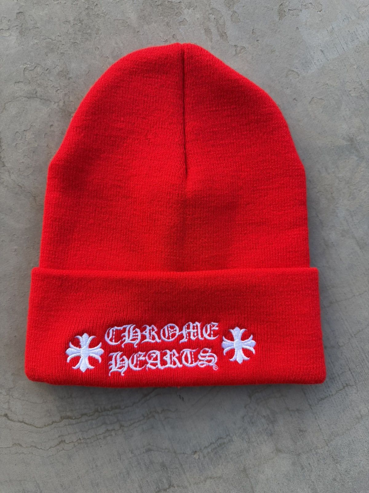 Chrome Hearts Chrome Hearts Red Beanie Cross Logo Embroidery Size ONE SIZE - 1 Thumbnail