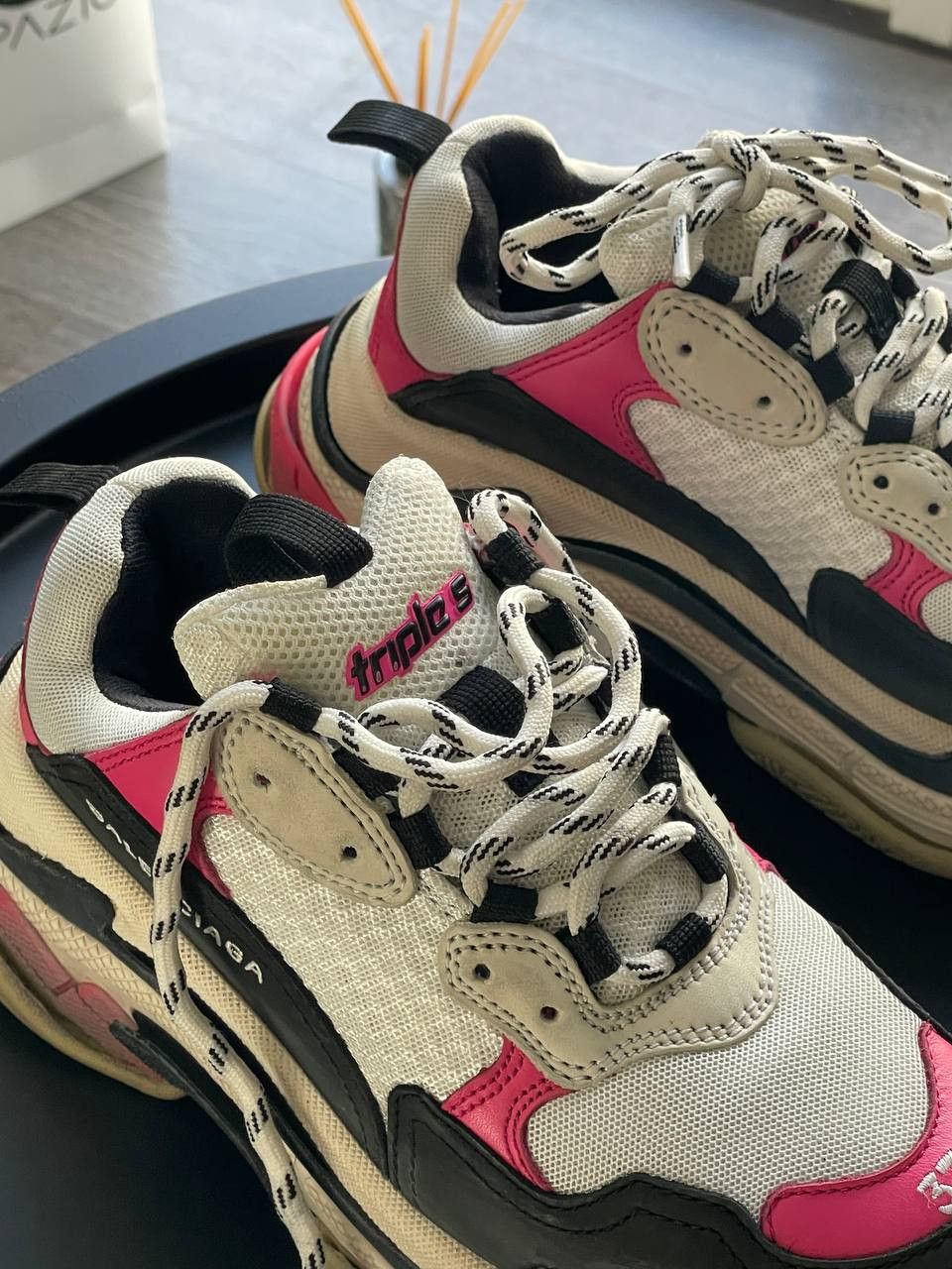 Balenciaga Balenciaga Triple S Black\White\Pink Cunky Sneakers Size US 7 / IT 37 - 8 Thumbnail