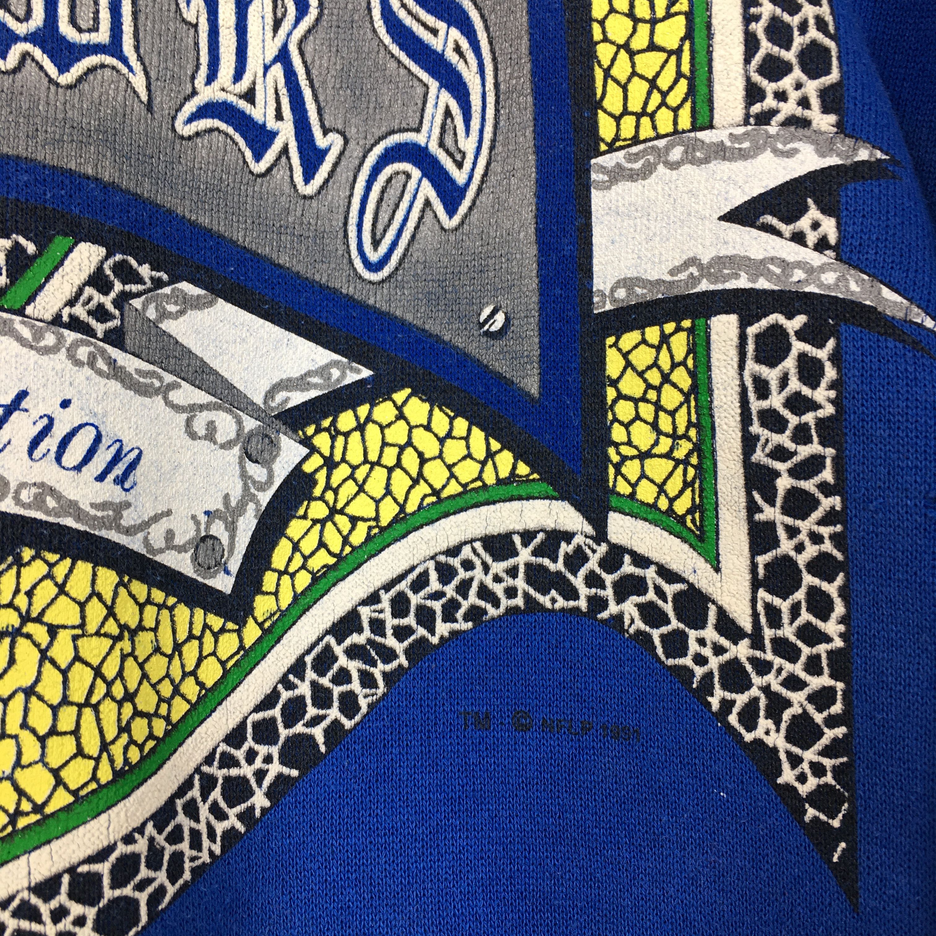NFL × Vintage Vintage Seattle Seahawks Nfl Rugby Blue Sweatshirt Large Size US L / EU 52-54 / 3 - 3 Thumbnail