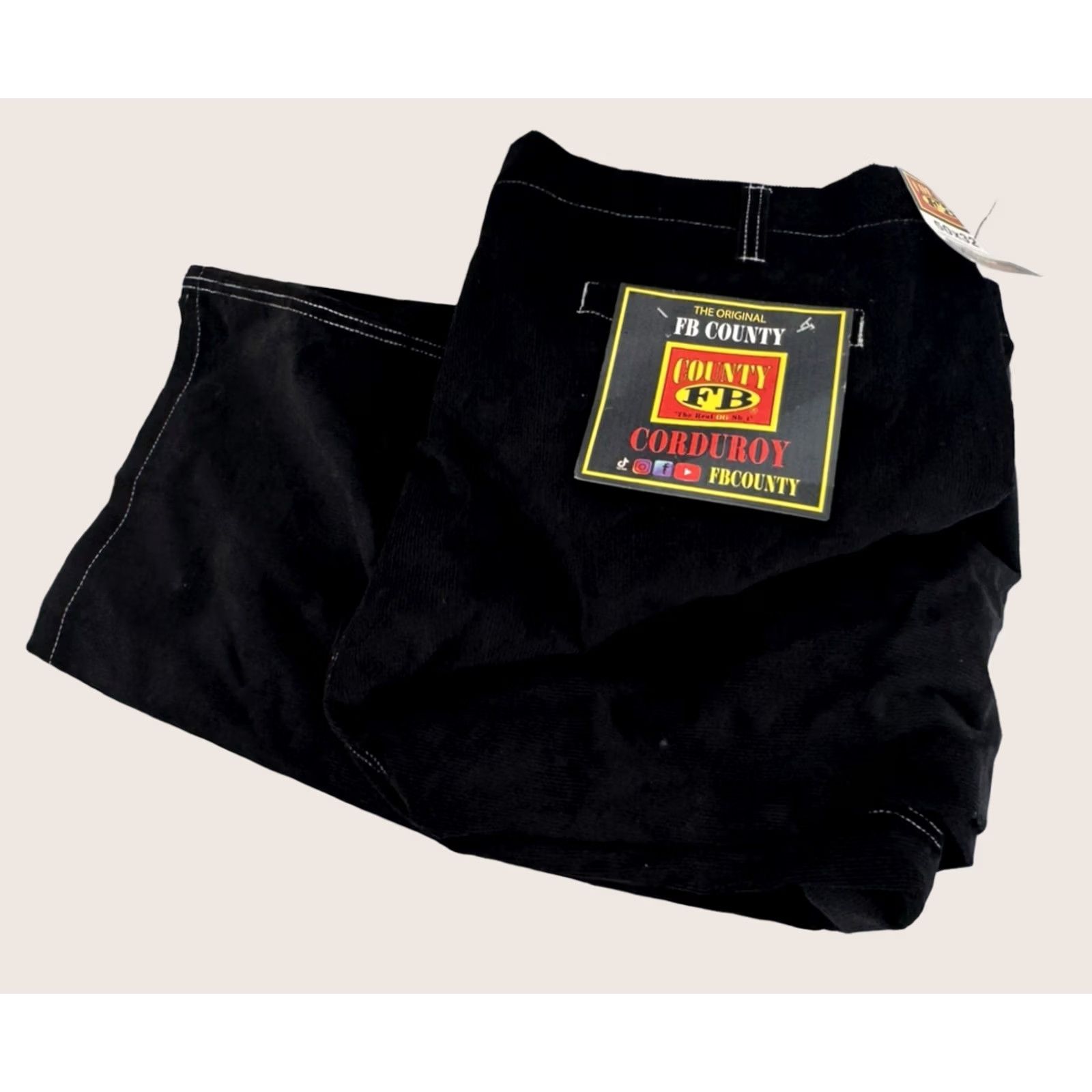 Vintage FB COUNTY Pants - Corduroy Black 50 x 32 Men Regular Inseam 32 Size US 34 / EU 50 - 1 Thumbnail