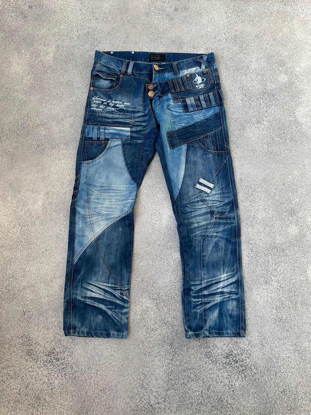 Pre-owned Archival Clothing X Vintage Kosmo Lupo Japanese Archival Patchwork Jeans In Blue