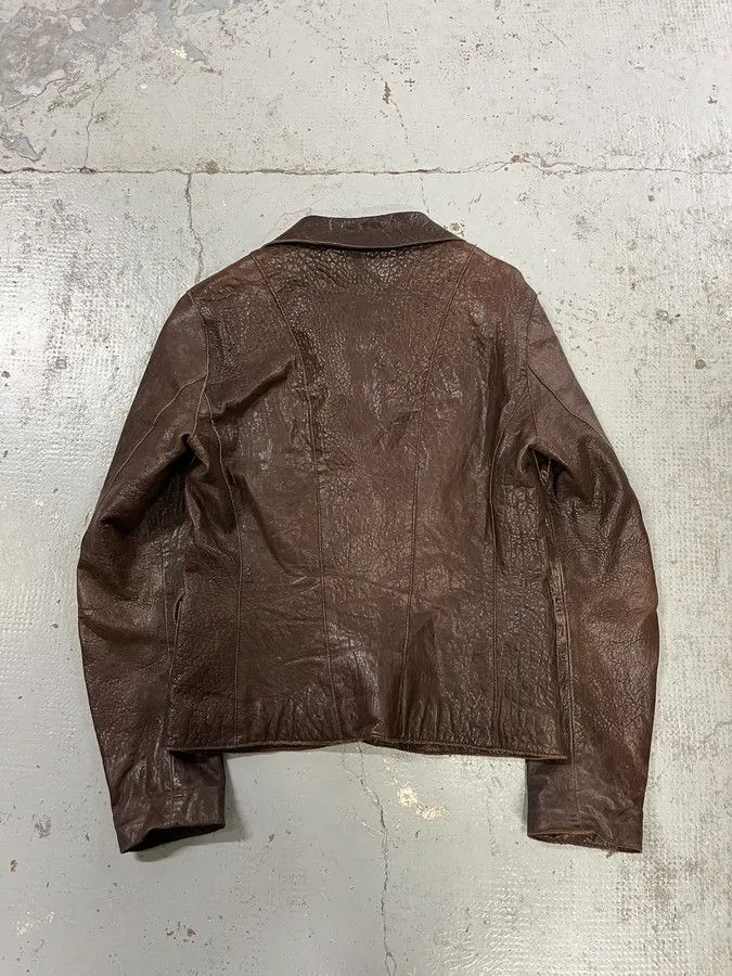 Vintage 1990s Massimo Rebecchi Textured Brown Leather Blazer Jacket Size US S / EU 44-46 / 1 - 6 Thumbnail