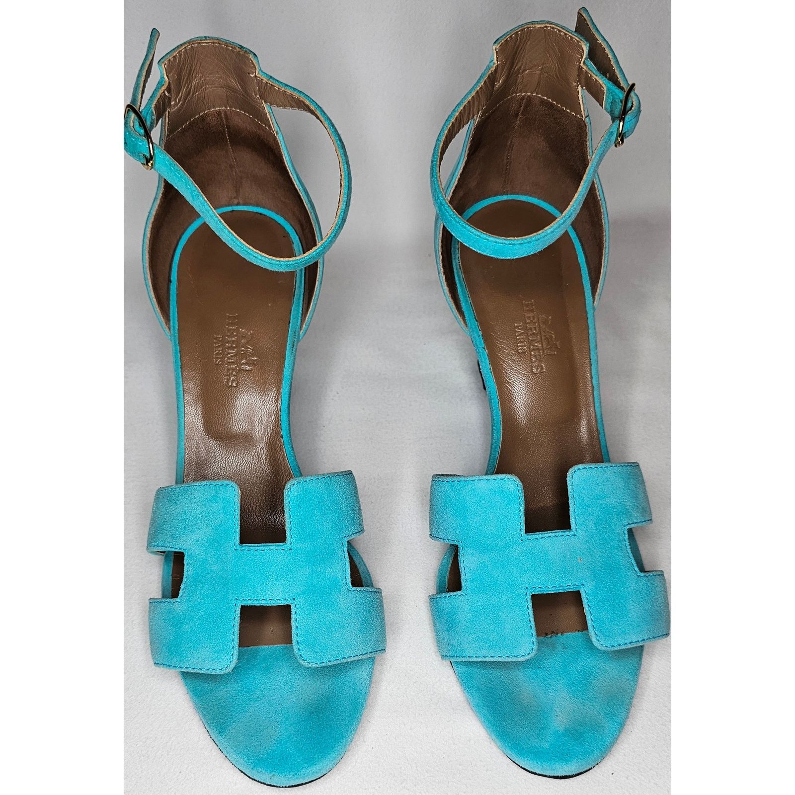 Hermes Hermès Legend Turquoise Suede Sandals Size US 6 / IT 36 - 10 Thumbnail