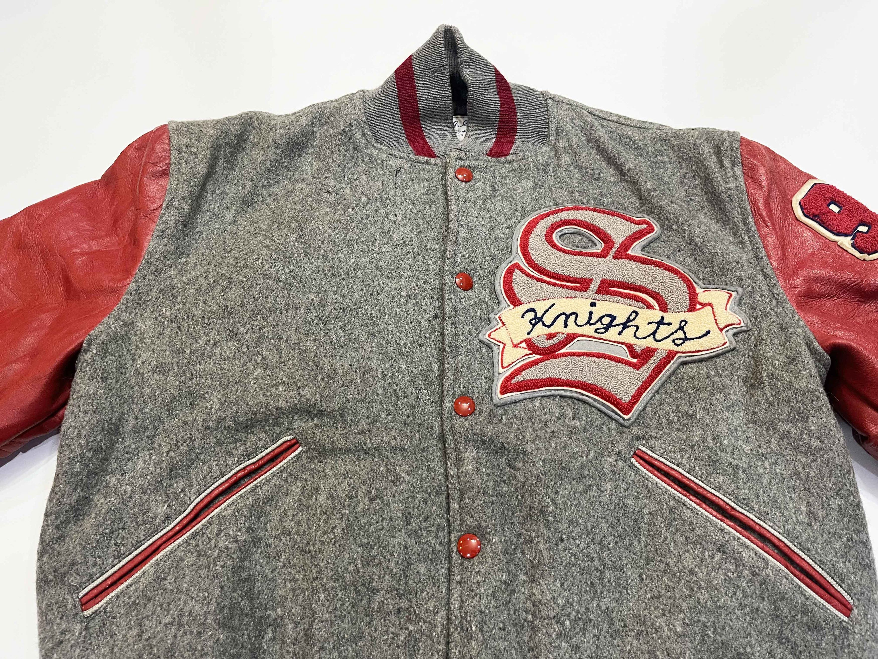 Other Vintage Catch Ball Silver Knights Leather Varsity Jacket Size US M / EU 48-50 / 2 - 2 Thumbnail