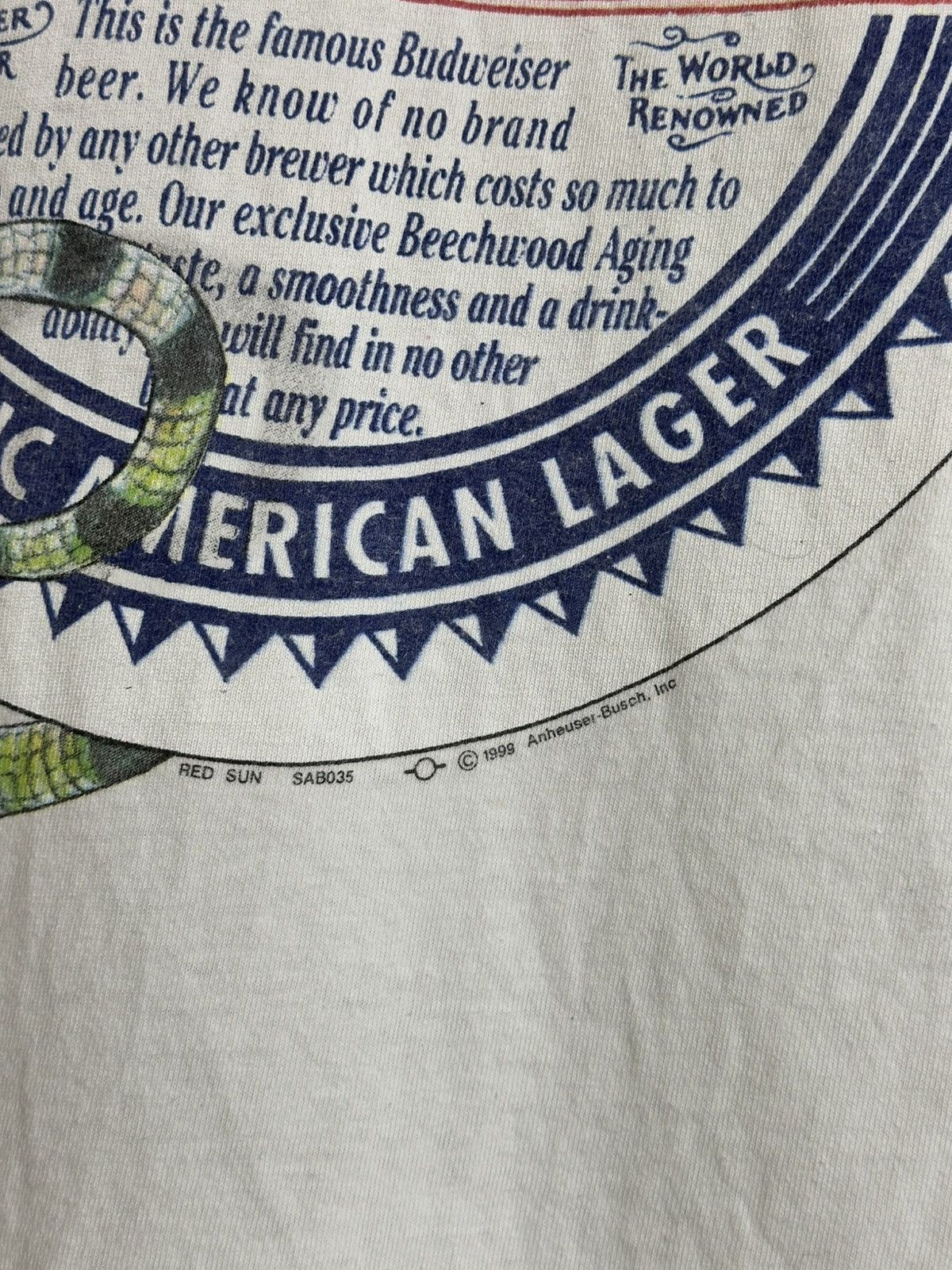 Budweiser 🔥 Budweiser 1999 Big Logo Beer Art T Shirt Guinness Corona Size US XXL / EU 58 / 5 - 2 Thumbnail