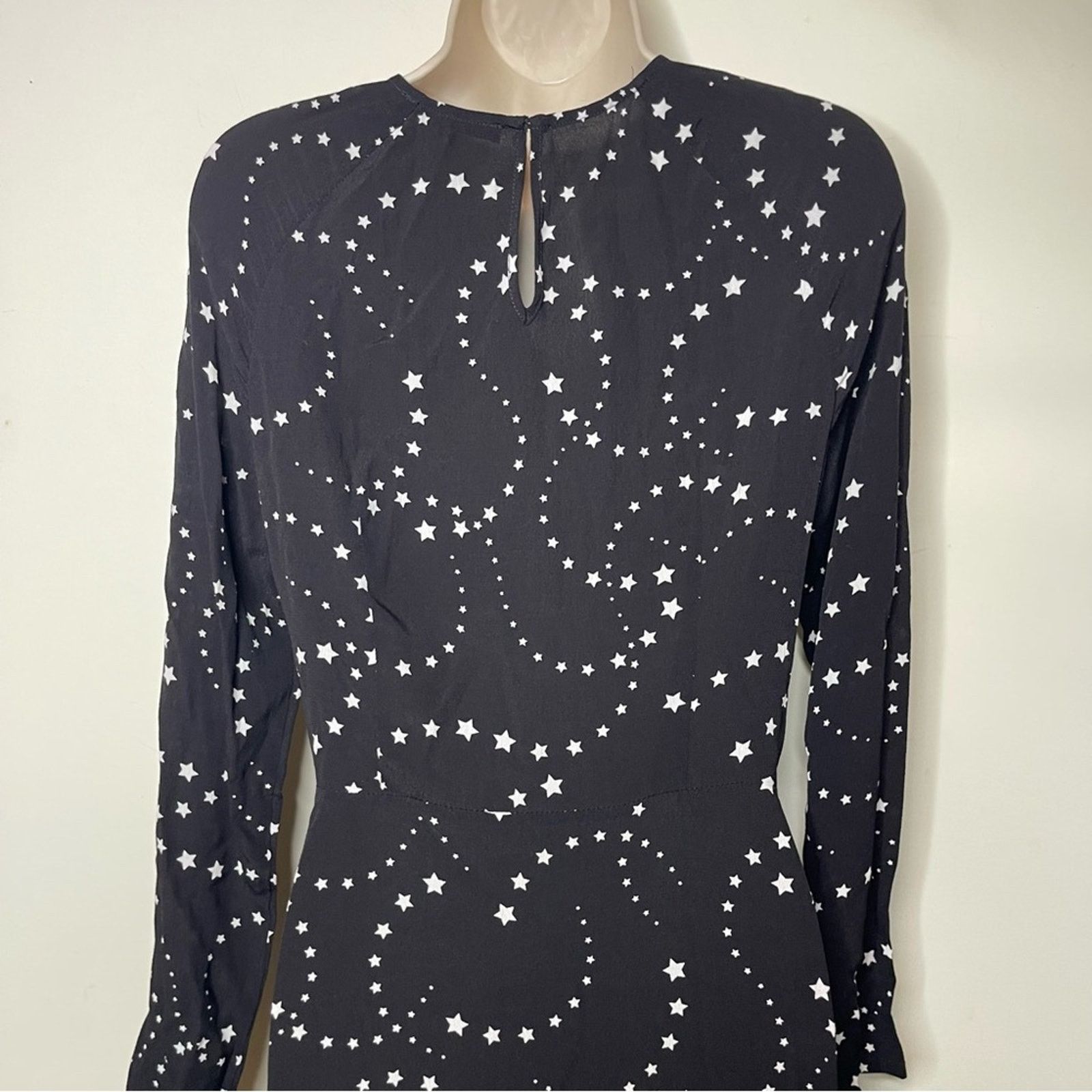 Maje Maje Retoile Star Print Black and White Midi Dress sz 1 US S Size S / US 4 / IT 40 - 8 Thumbnail