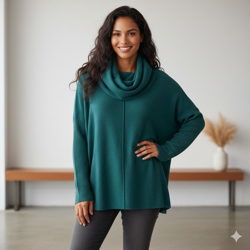 Madison Madison Teal Cowl Sweater Size L / US 10 / IT 46 - 1 Thumbnail