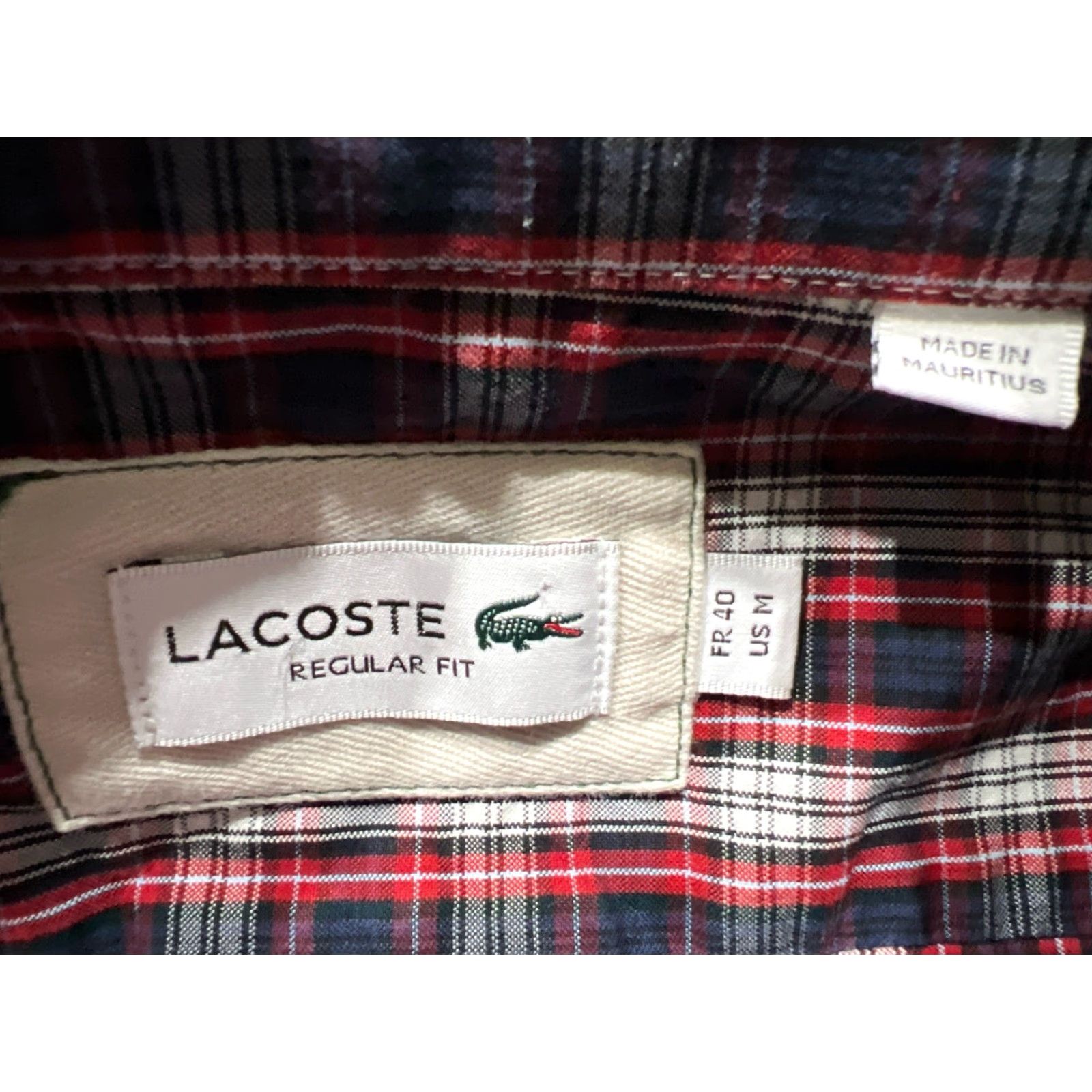 Lacoste Lacoste Red Plaid Long Sleeve Button-Up Shirt Men's Medium M Regular Fit Size US M / EU 48-50 / 2 - 7 Thumbnail