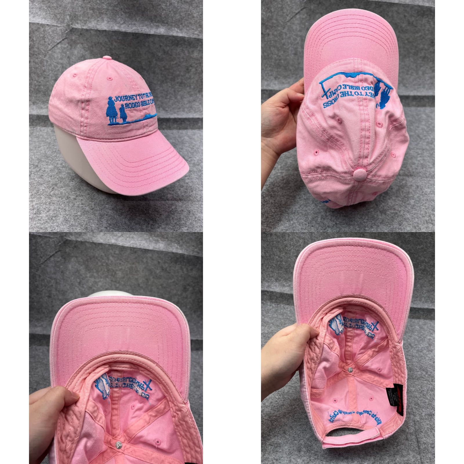 Vintage Rodeo Bible Camp Hat Cap Journey To The Cross Strap Back Adult OS Pink Cotton Size ONE SIZE - 8 Thumbnail