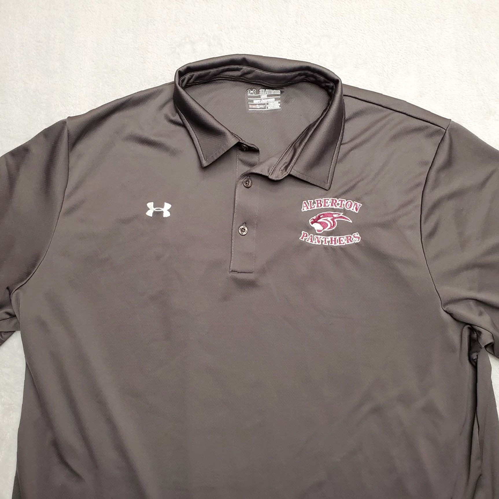 Under Armour Under Armour Shirt Mens 3XL Gray Polo Loose Fit Polyester Collared Short Sleeve Breathable UV Logo Embroidered 90s Panthers Size US XXL / EU 58 / 5 - 2 Thumbnail