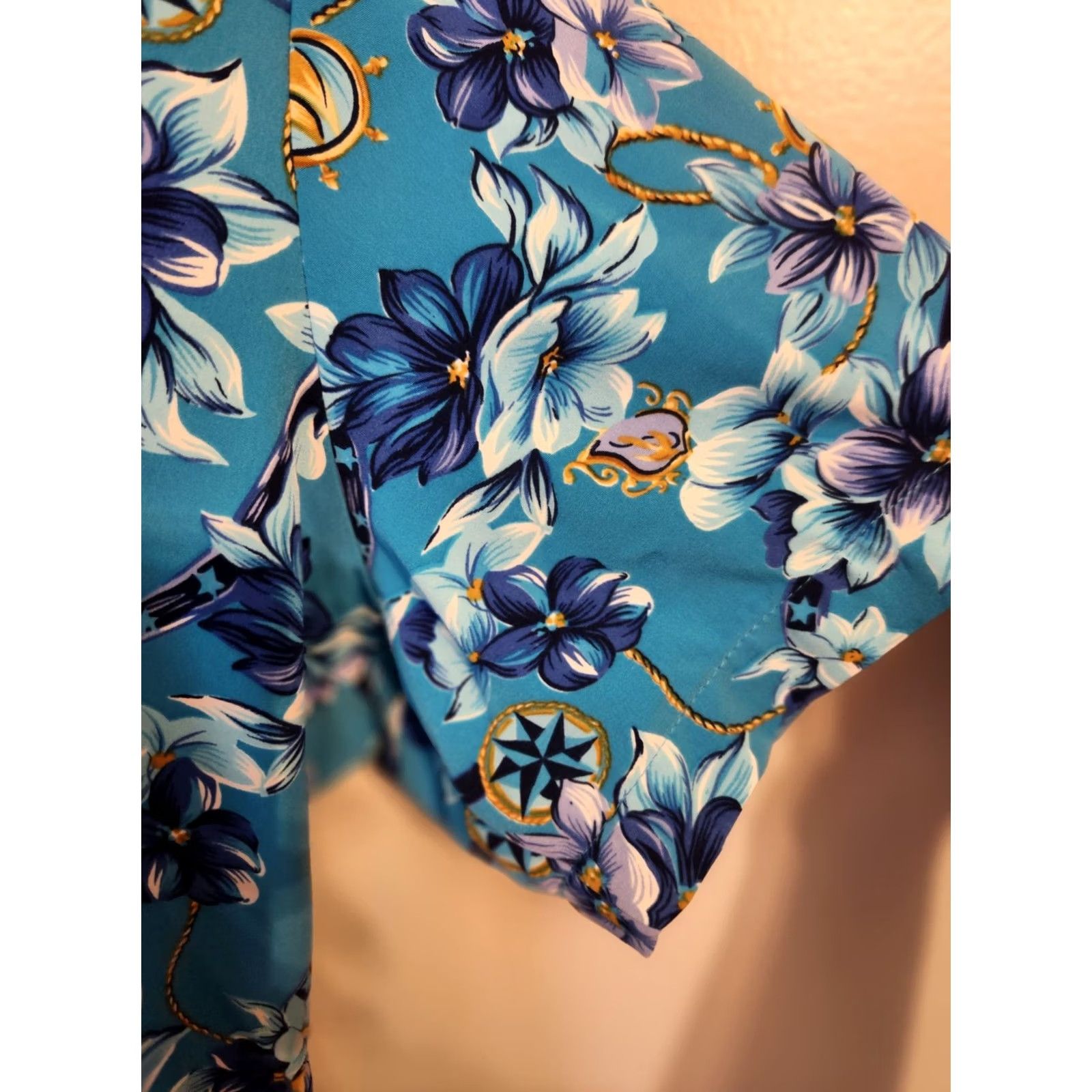 Vintage VINTAGE Koret Blue Floral Short Sleeve Button Up Shirt Top 16W Mens? Or Womens? Size XXL / US 16-18 / IT 52-54 - 3 Thumbnail