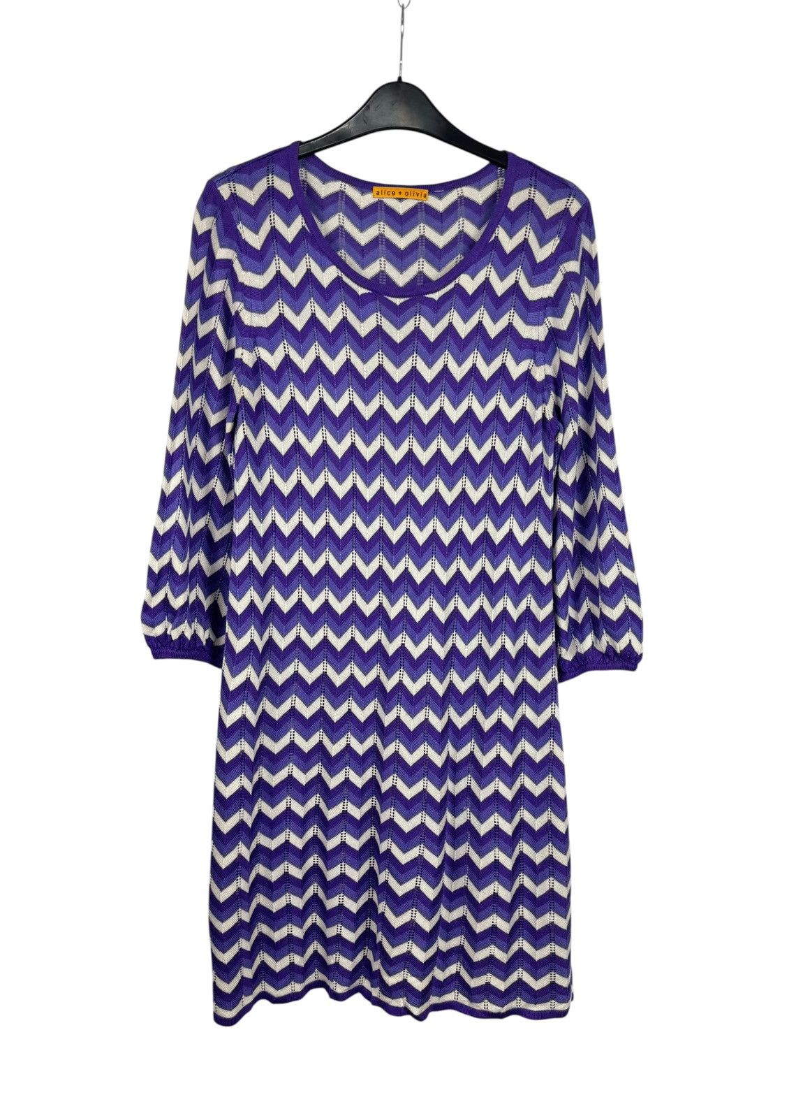 Alice + Olivia Alice + Olivia Viscose Knit Wool Dress Zigzag Pleated Size M / US 6-8 / IT 42-44 - 8 Thumbnail