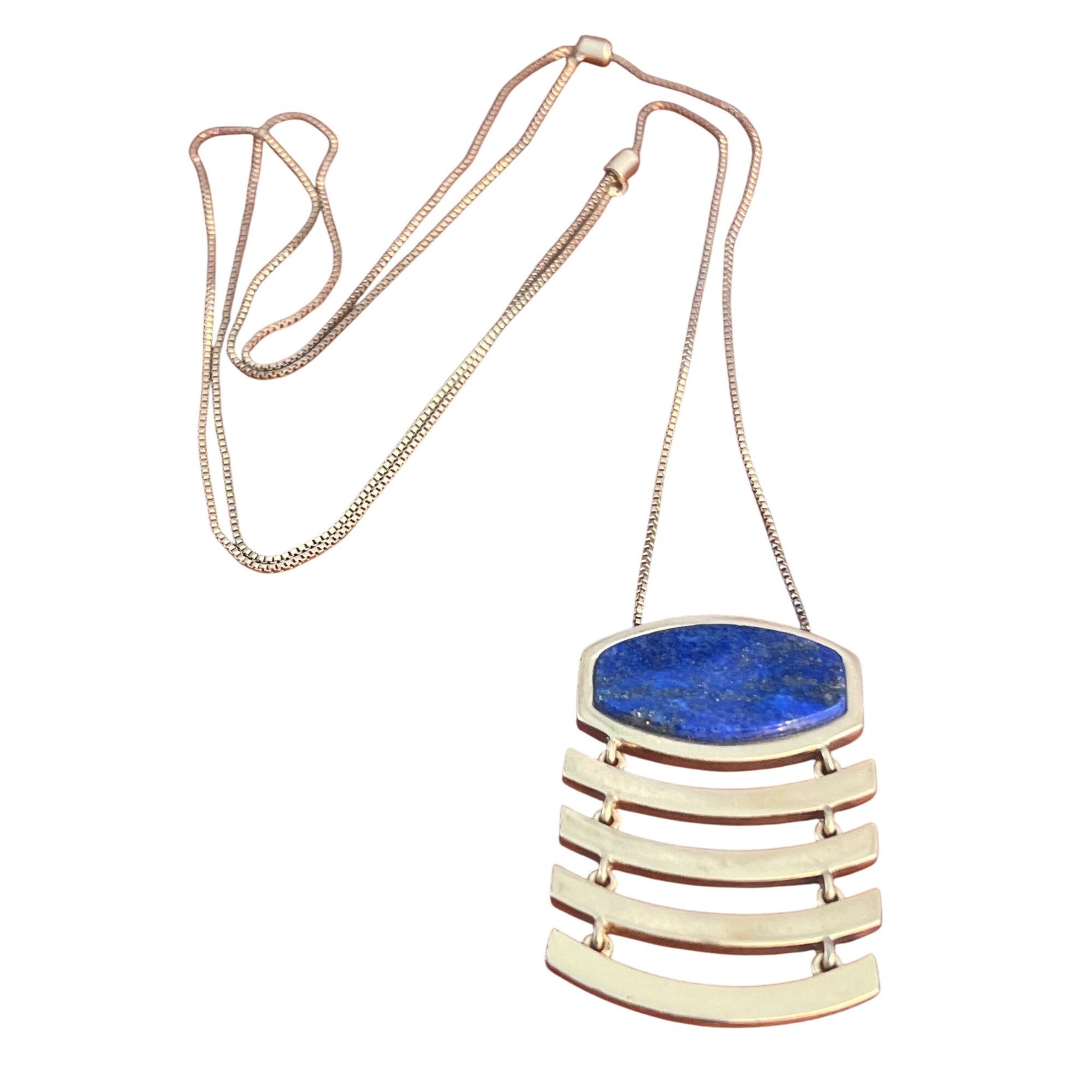Madewell Madewell Gold Tone Necklace Lapis Lazuli Modernist Articulat Size ONE SIZE - 3 Thumbnail