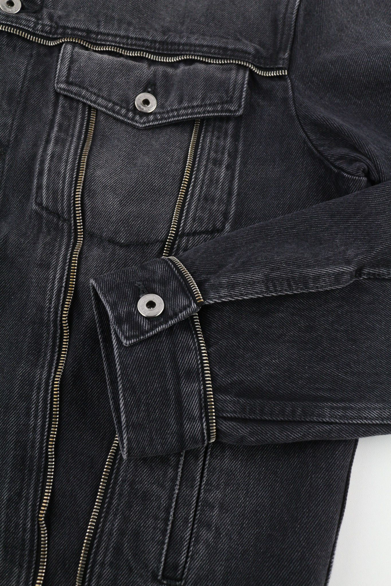Off-White FOR EVER S Washed Black Zip Denim Long Sleeve 80305 Size US S / EU 44-46 / 1 - 5 Thumbnail