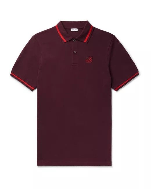 Loewe burgundy anagram polo shirt M