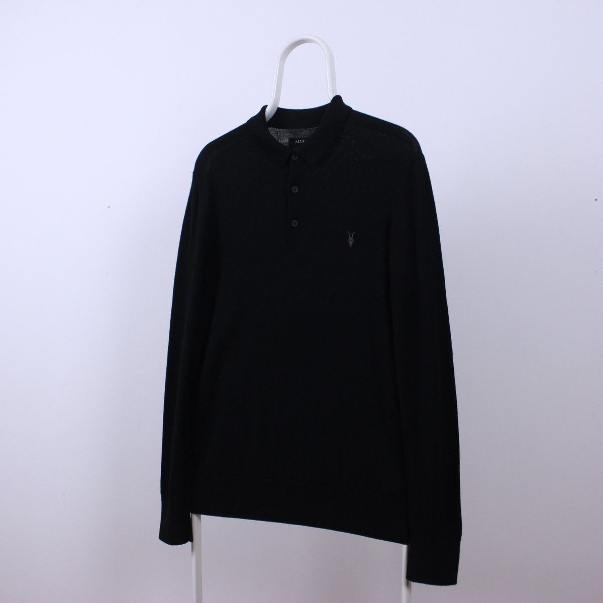 Allsaints AllSaints Mode Merino Wool Long Sleeve Polo Shirt Size US L / EU 52-54 / 3 - 3 Thumbnail