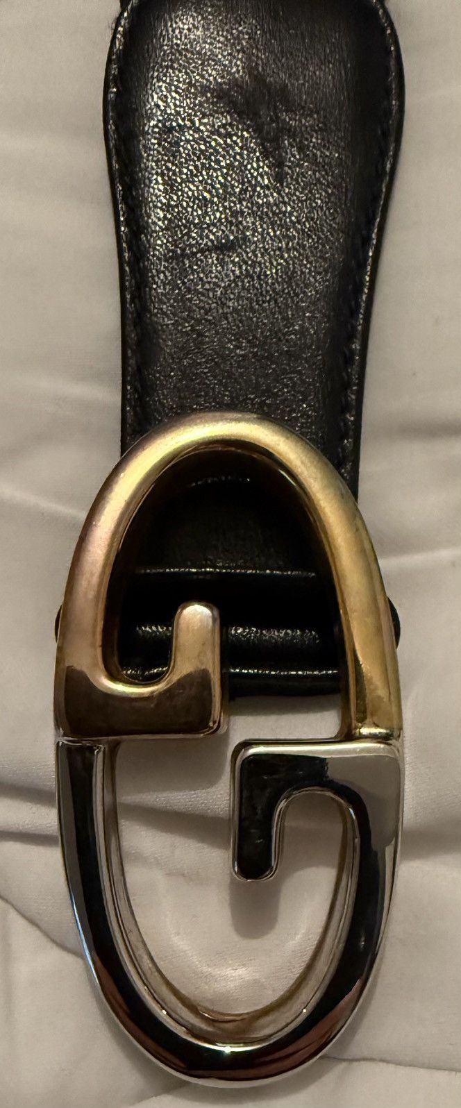 Gucci Vintage✨Gucci✨ GG Logo Buckle Authentic Leather/Fabric Belt Size 36 - 2 Thumbnail