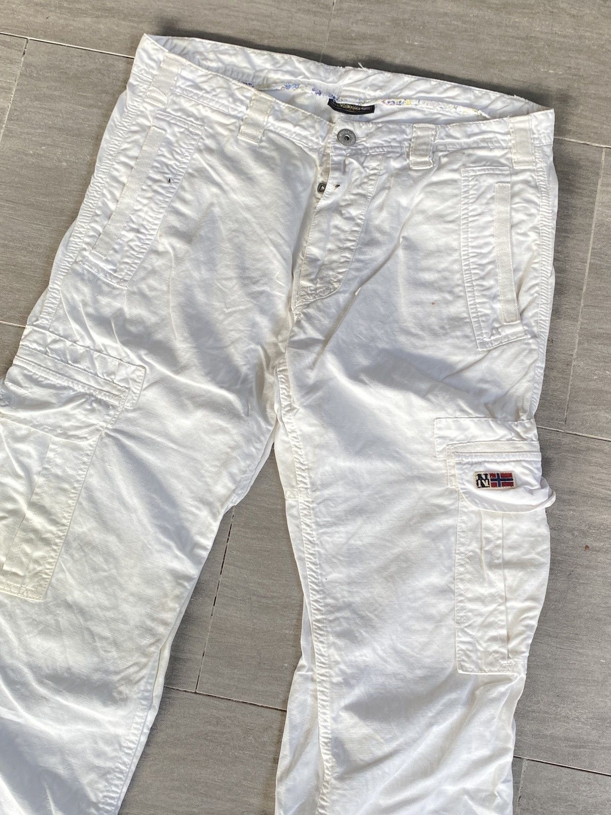 image of Avant Garde x Napapijri Vintage Made In Turkey Napapijri Multi Pocket Cargo Pants in White (Size 32