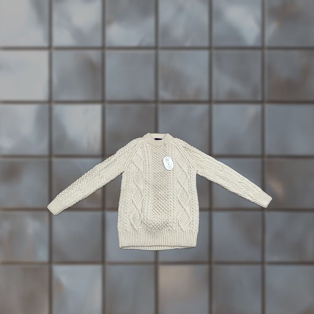 Vintage VINTAGE Campbell's Sweater Aran Cable-Knit Wool Ivory 42 Women Crew Neck Long Sleeve NWT Ireland Size M / US 6-8 / IT 42-44 - 1 Thumbnail